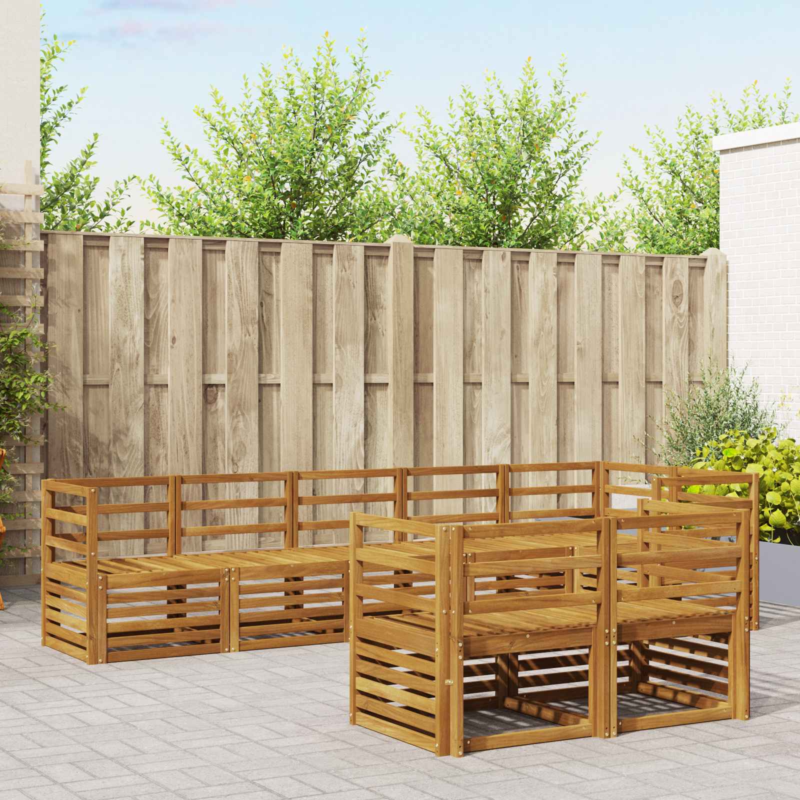 Sofagarnituren 8 pcs Natur Massivholz Akazie