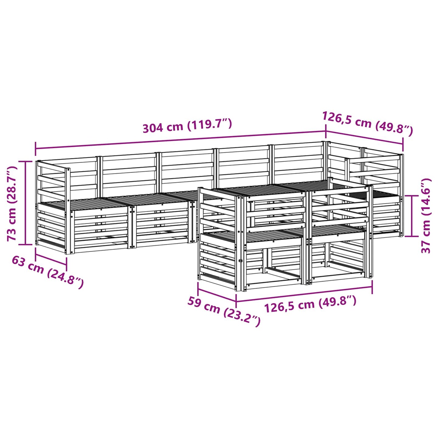 Sofagarnituren 8 pcs Natur Massivholz Akazie