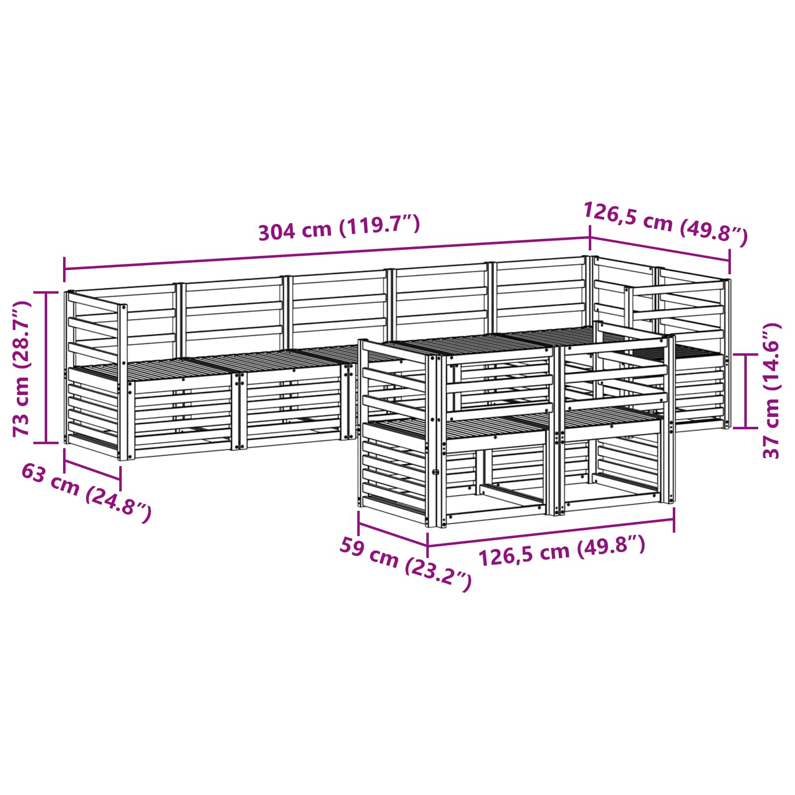 Sofagarnituren 8 pcs Natur Massivholz Akazie