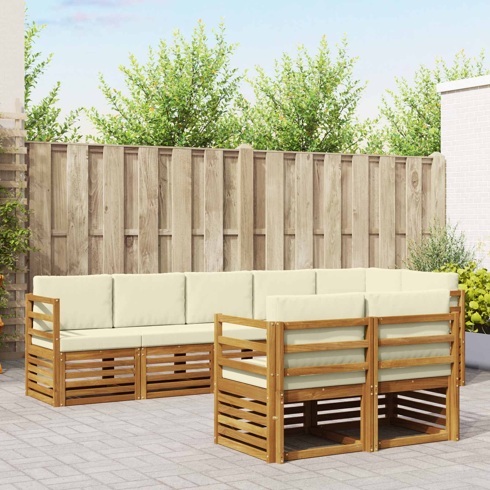 Outdoor-Sofagarnitur 8 stk. Natur und Creme Polyester