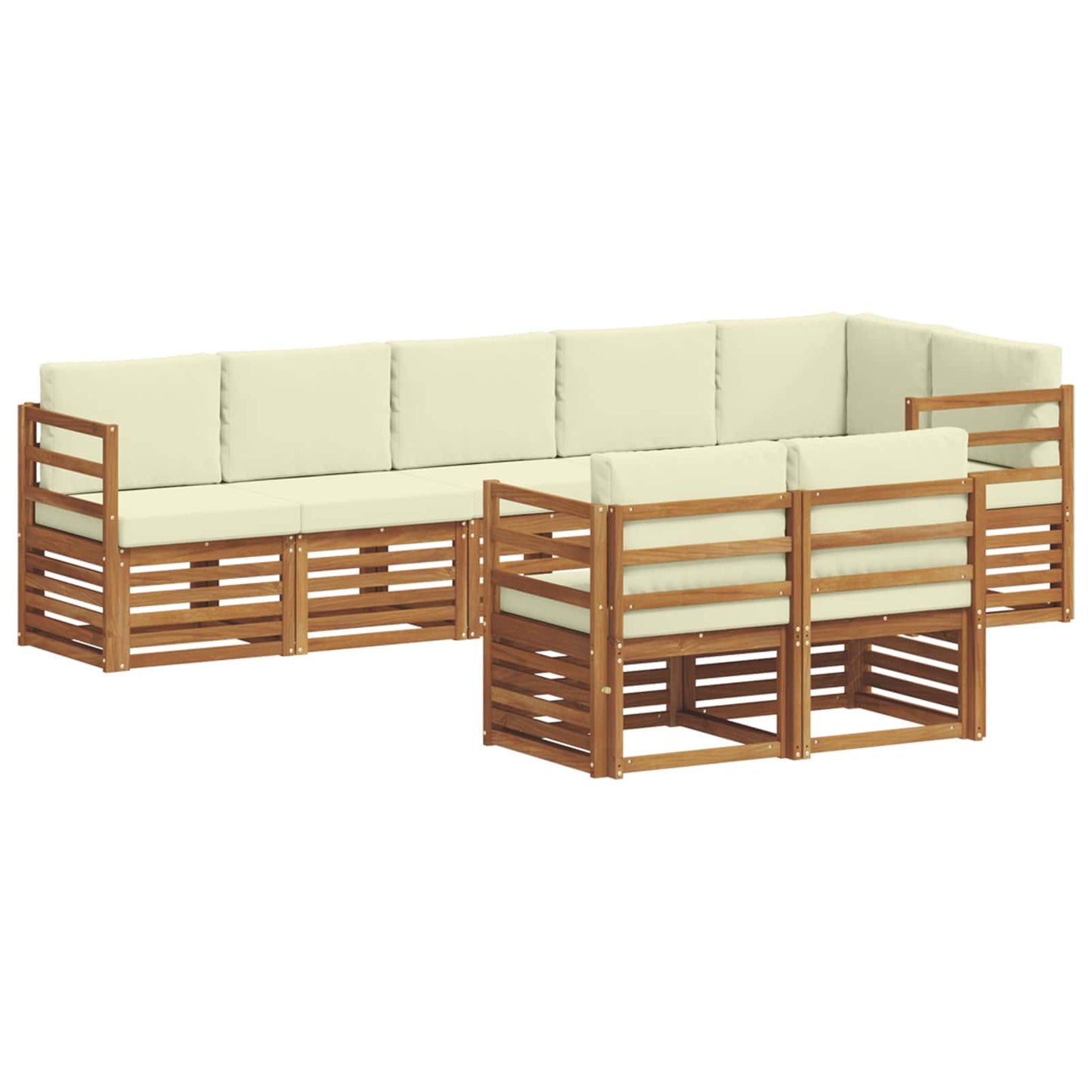 Outdoor-Sofagarnitur 8 stk. Natur und Creme Polyester