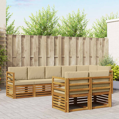 Outdoor-Sofagarnitur 8 stk. Natur und Beige Polyester