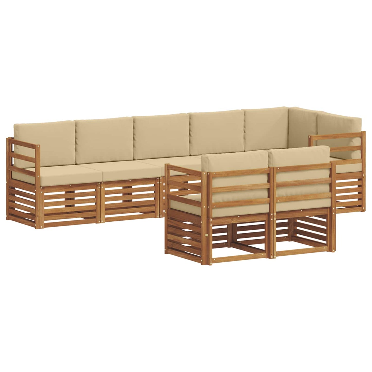 Outdoor-Sofagarnitur 8 stk. Natur und Beige Polyester