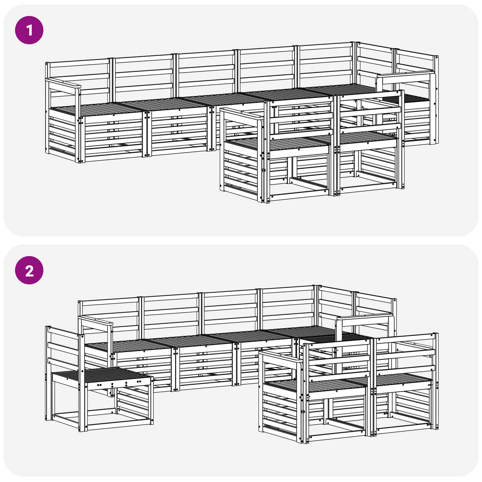 Sofagarnituren 8 pcs Natur Massivholz Akazie