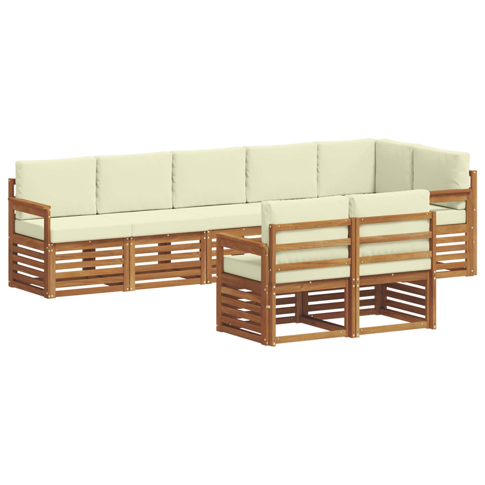 Outdoor-Sofagarnitur 8 stk. Natur und Creme Polyester