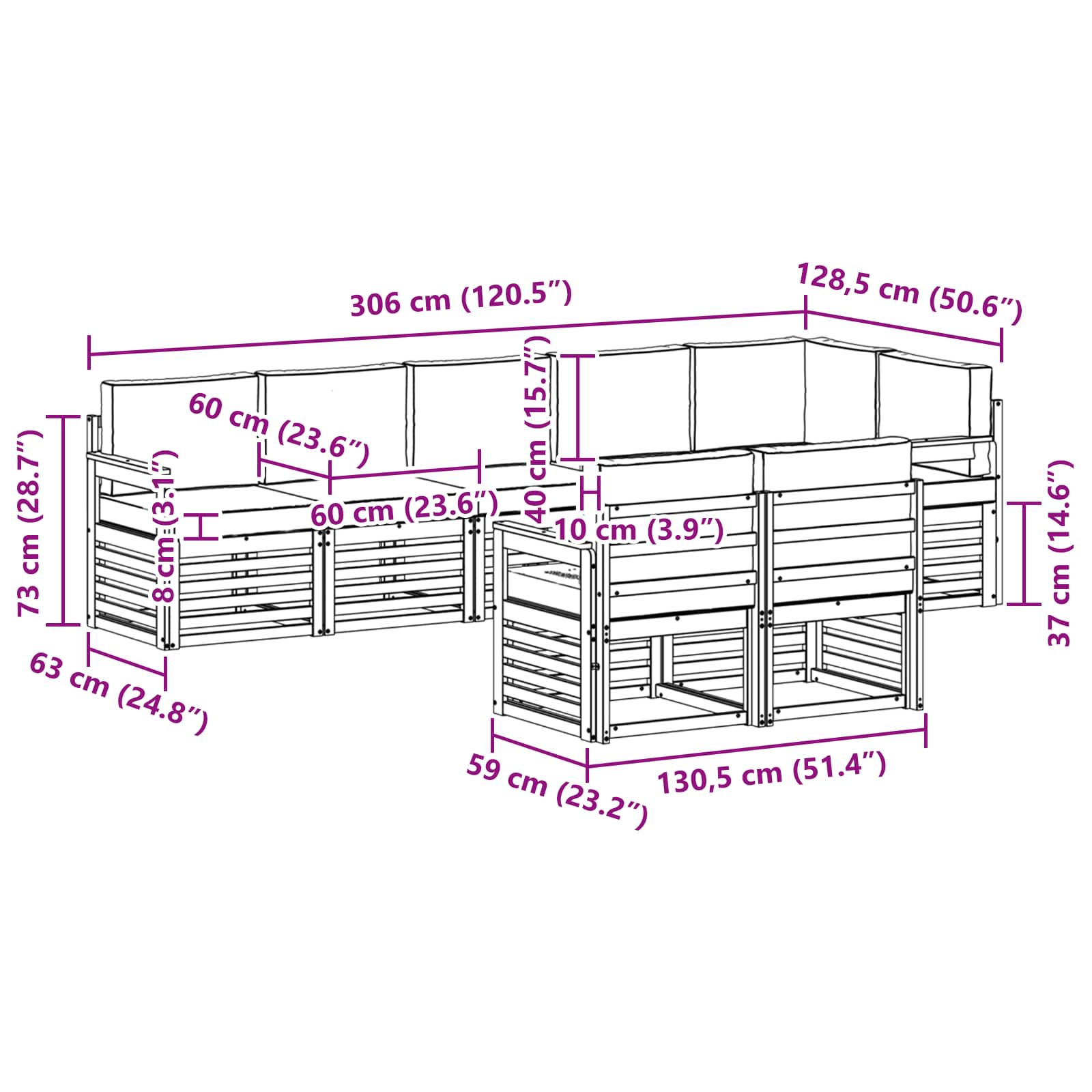 Outdoor-Sofagarnitur 8 stk. Natur und Creme Polyester