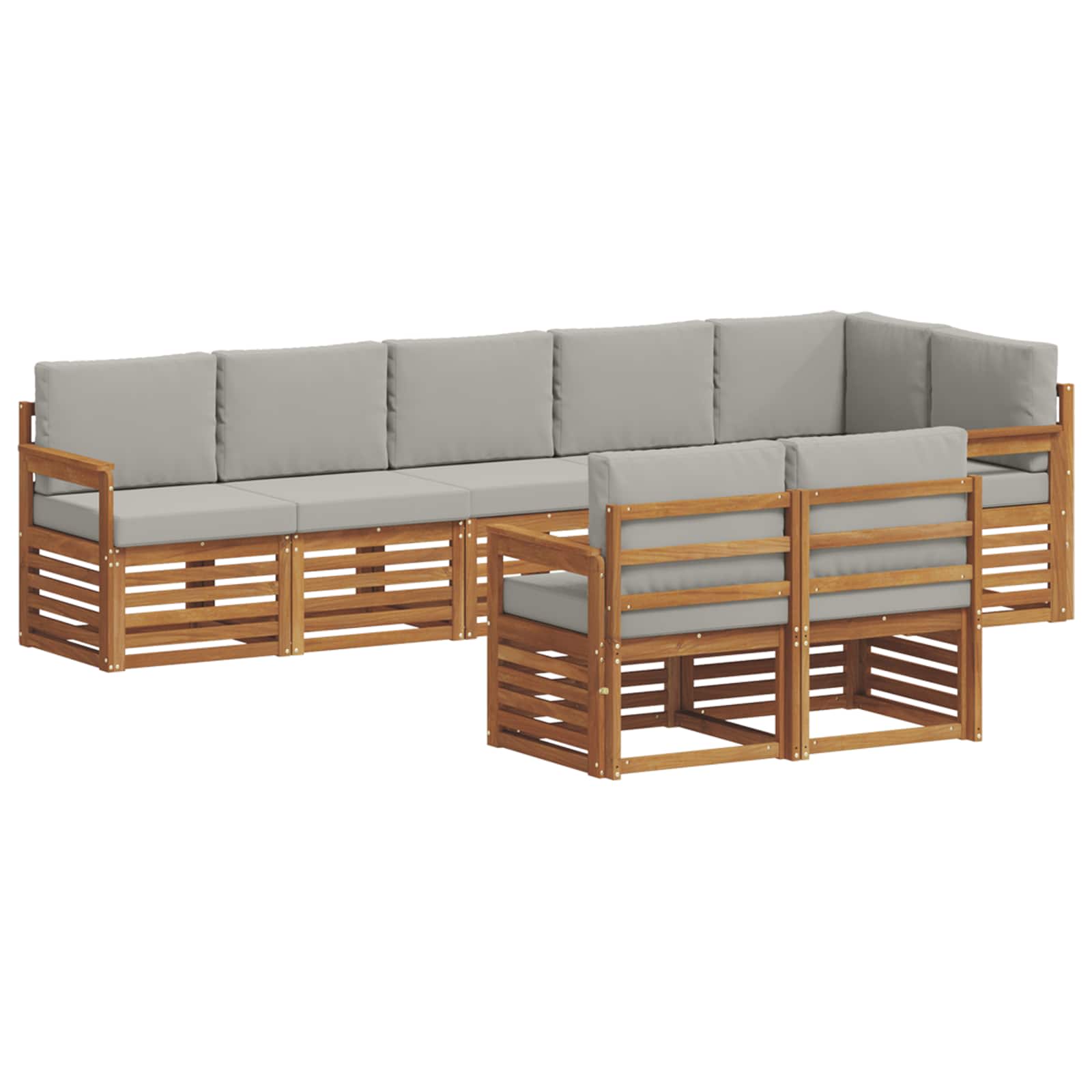 Outdoor-Sofagarnitur 8 stk. Natürlich und Hellgrau Polyester