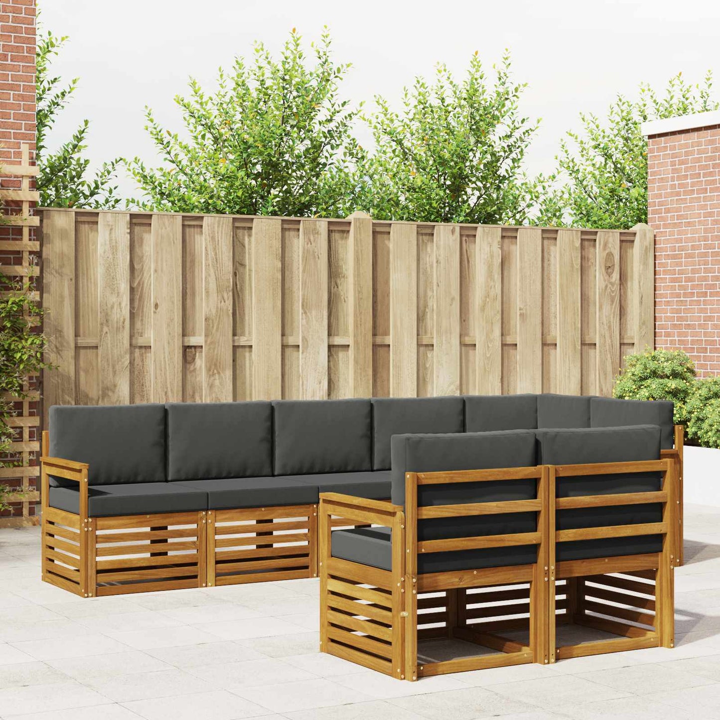 Outdoor-Sofagarnitur 8 stk. Natur und Anthrazit Polyester