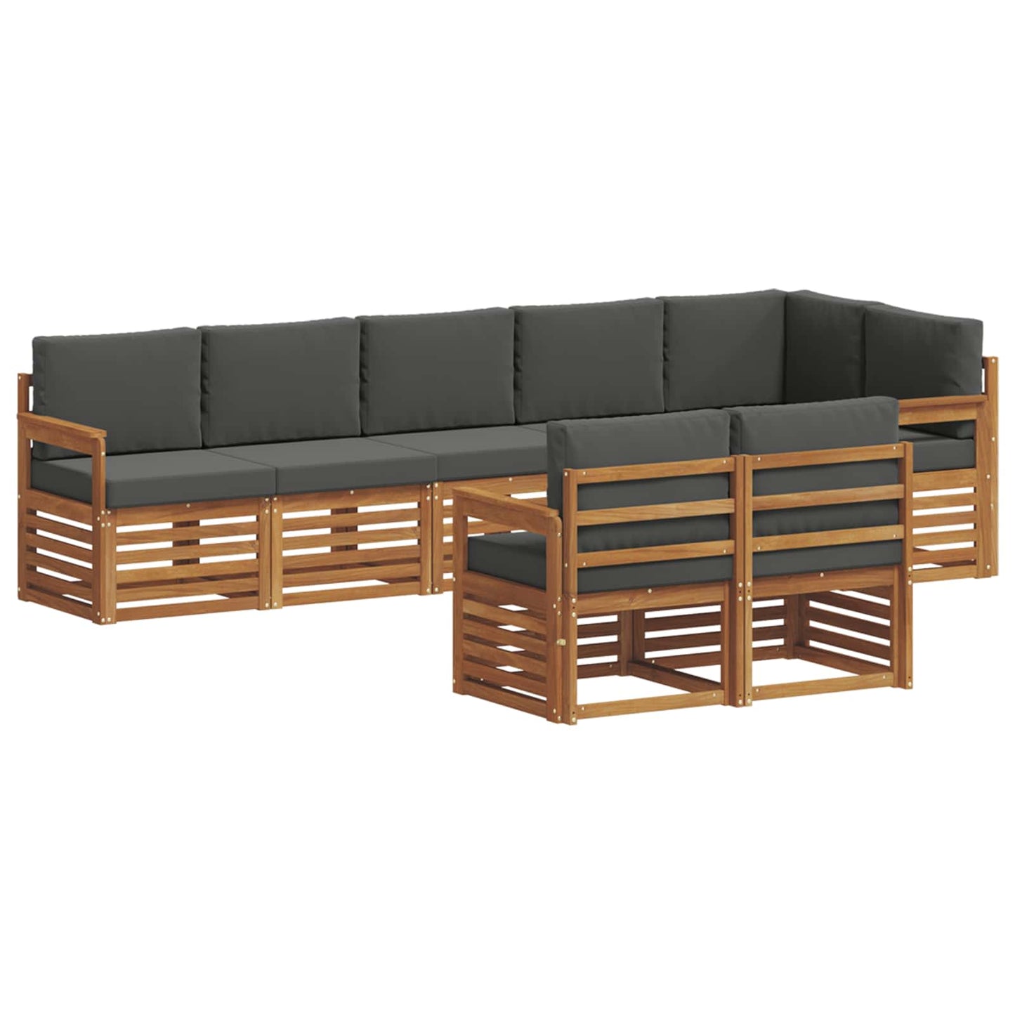 Outdoor-Sofagarnitur 8 stk. Natur und Anthrazit Polyester
