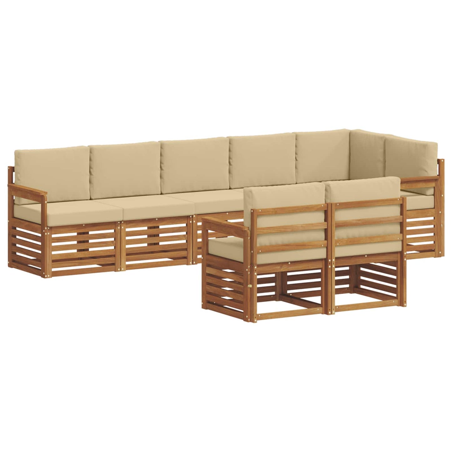 Outdoor-Sofagarnitur 8 stk. Natur und Beige Polyester