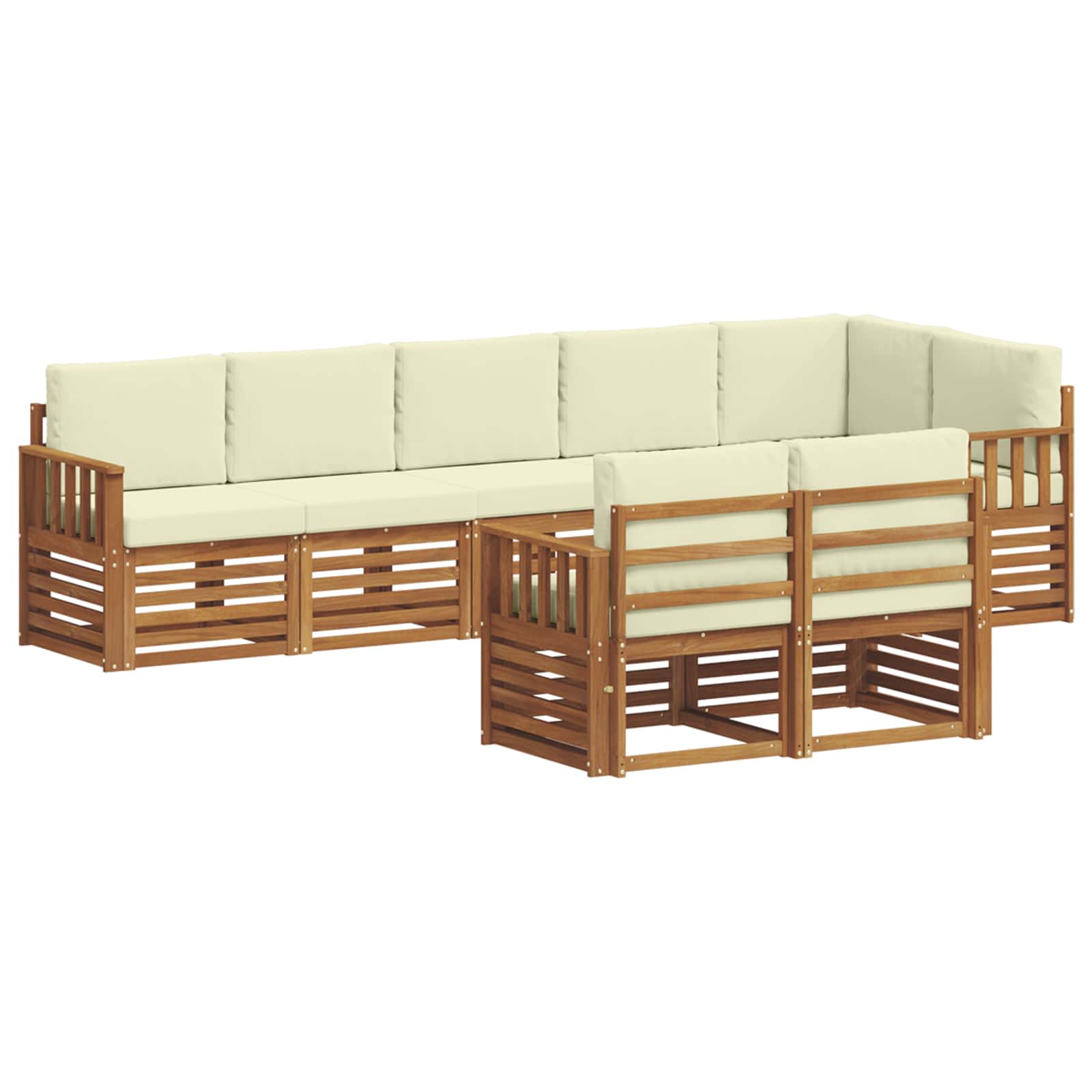 Sofagarnituren 8 pcs Natur und Creme Massivholz Akazie