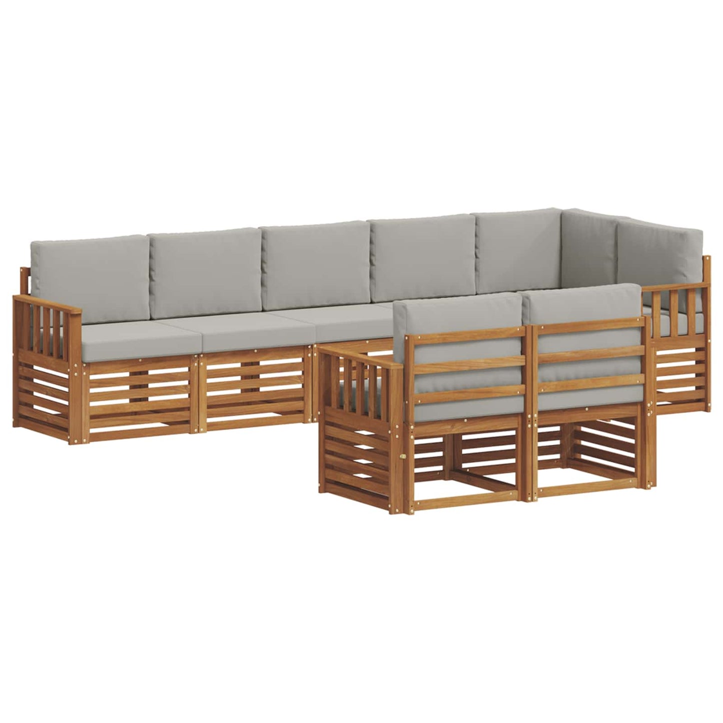 Outdoor-Sofagarnitur 8 stk. Natürlich und Hellgrau Polyester