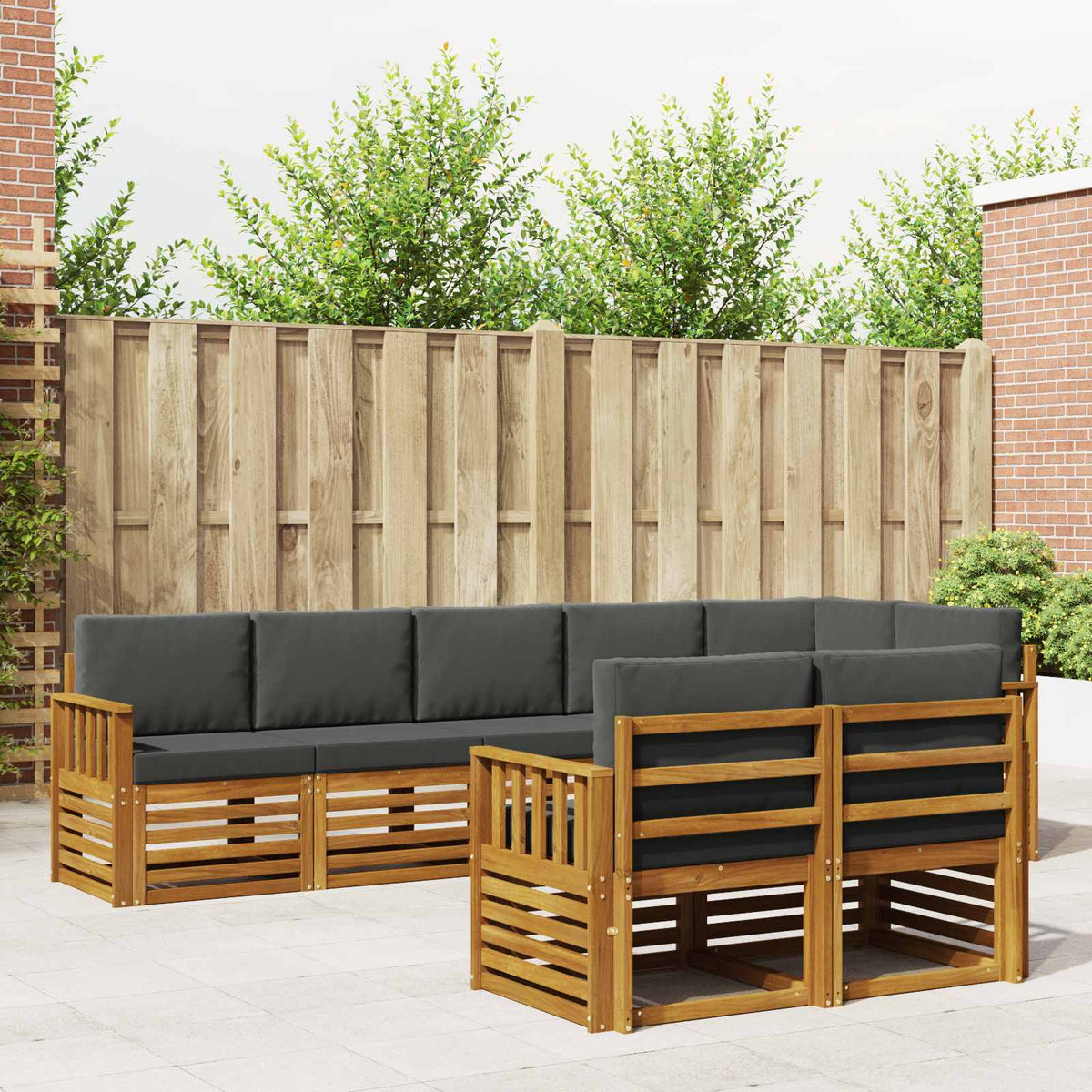 Outdoor-Sofagarnitur 8 stk. Natur und Anthrazit Polyester
