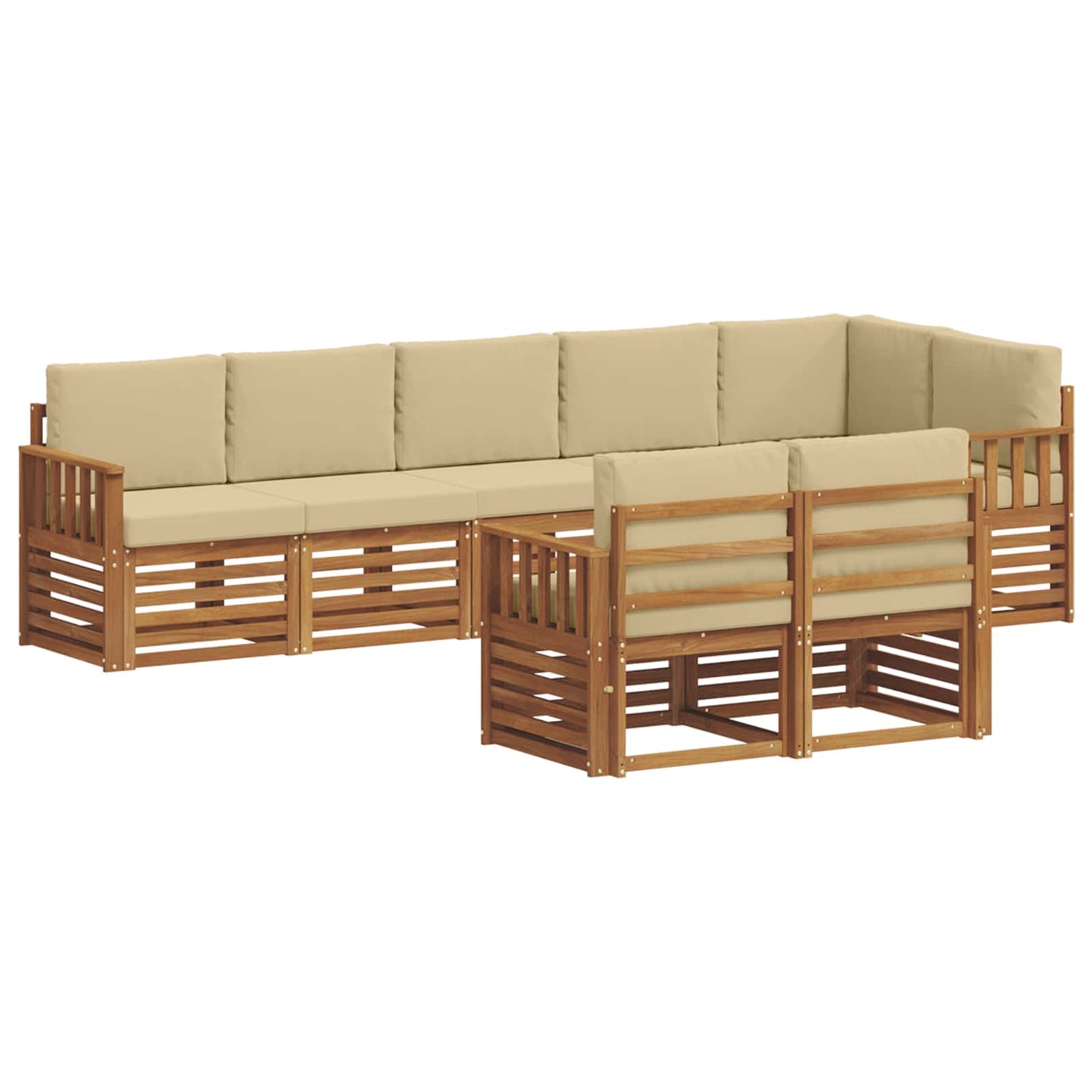 Outdoor-Sofagarnitur 8 stk. Natur und Beige Polyester
