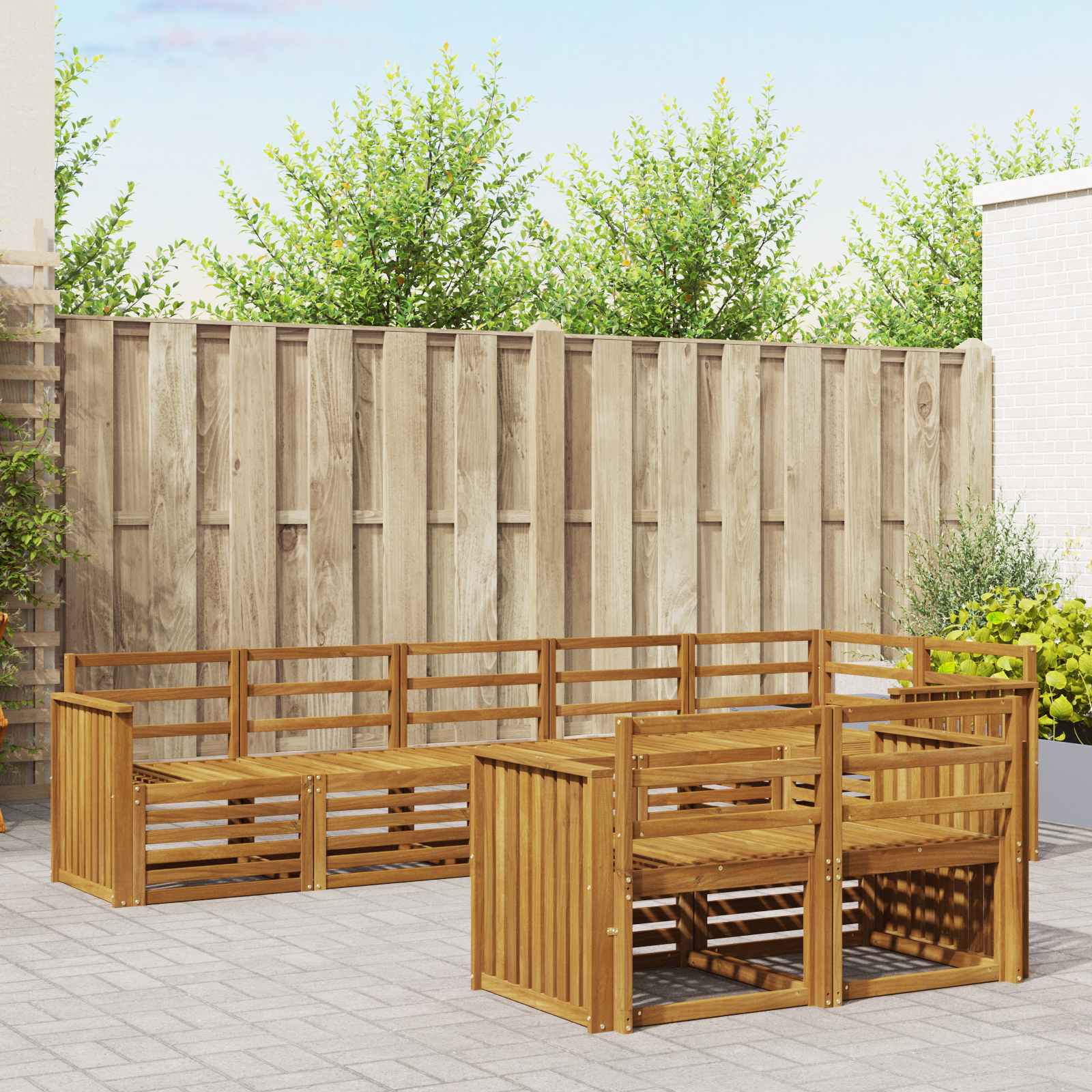 Sofagarnituren 8 pcs Natur Massivholz Akazie
