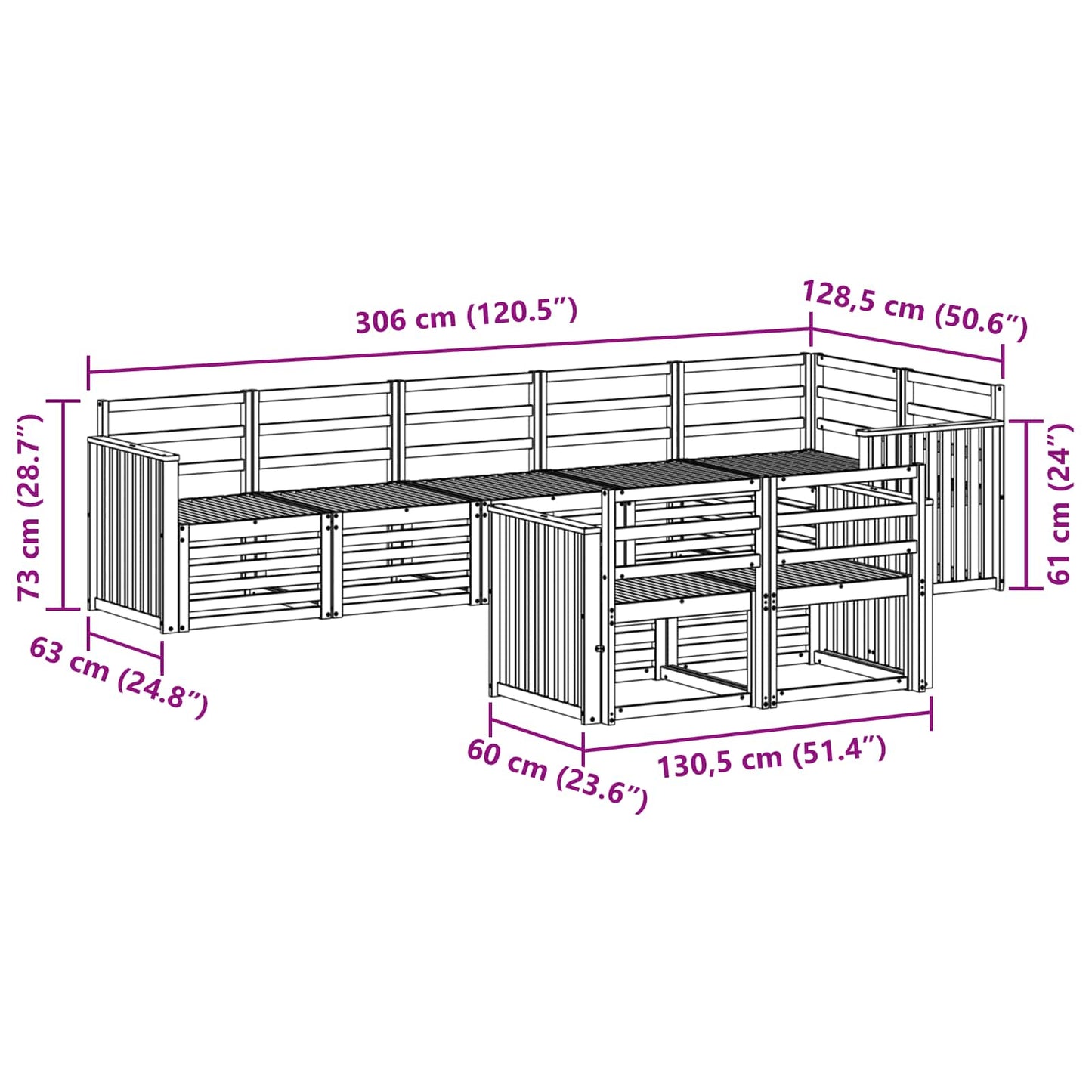 Sofagarnituren 8 pcs Natur Massivholz Akazie