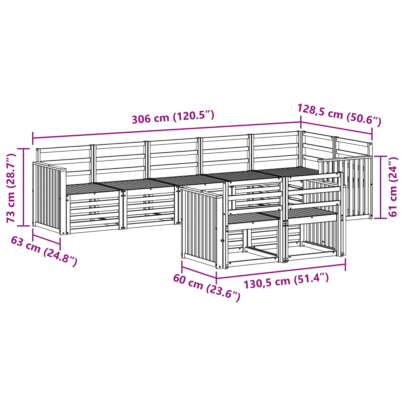 Sofagarnituren 8 pcs Natur Massivholz Akazie
