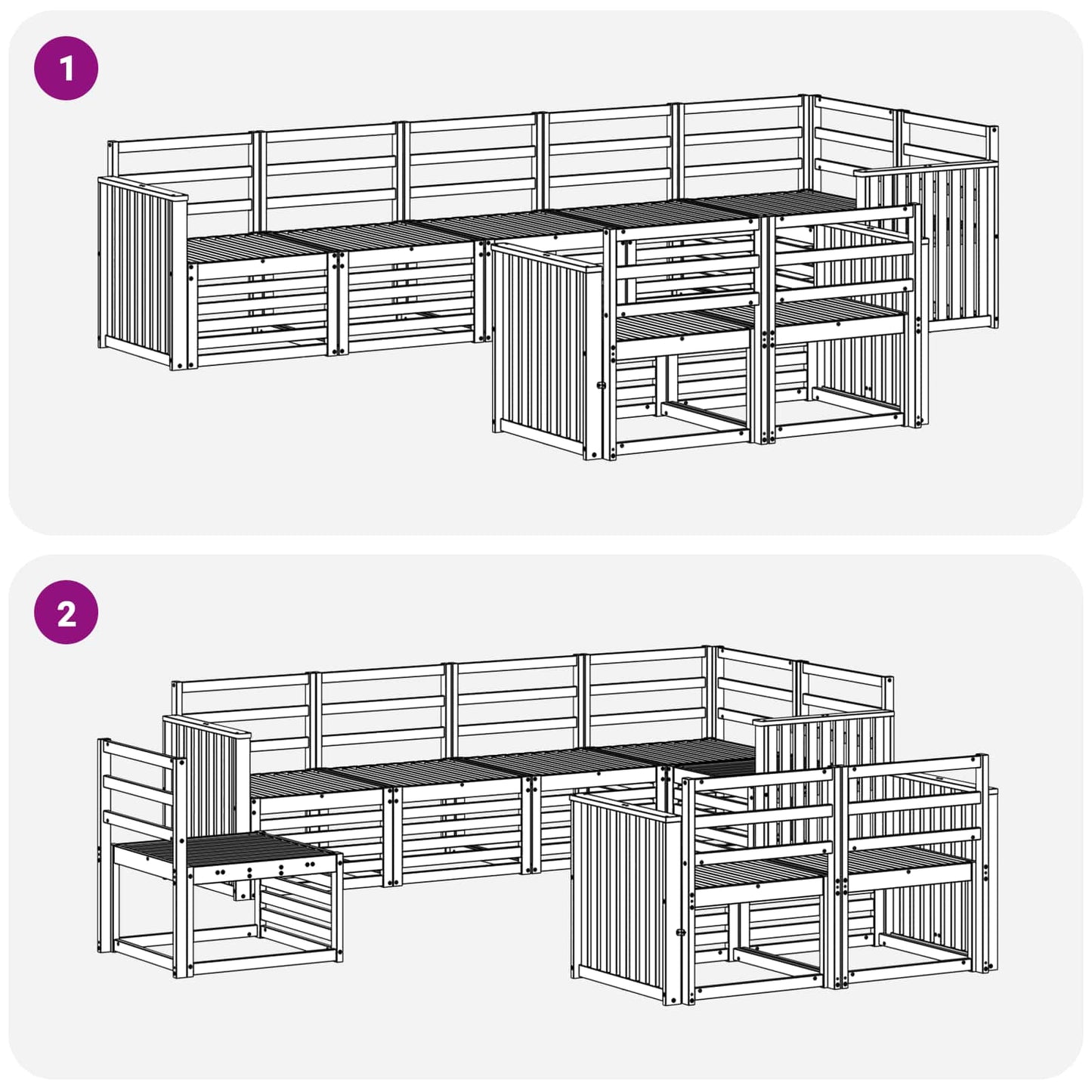 Sofagarnituren 8 pcs Natur Massivholz Akazie