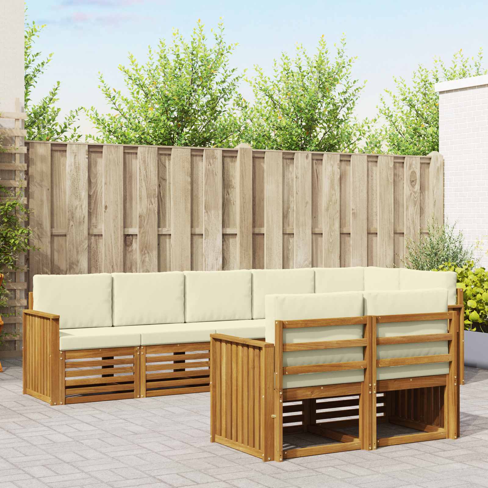 Outdoor-Sofagarnitur 8 stk. Natur und Creme Polyester