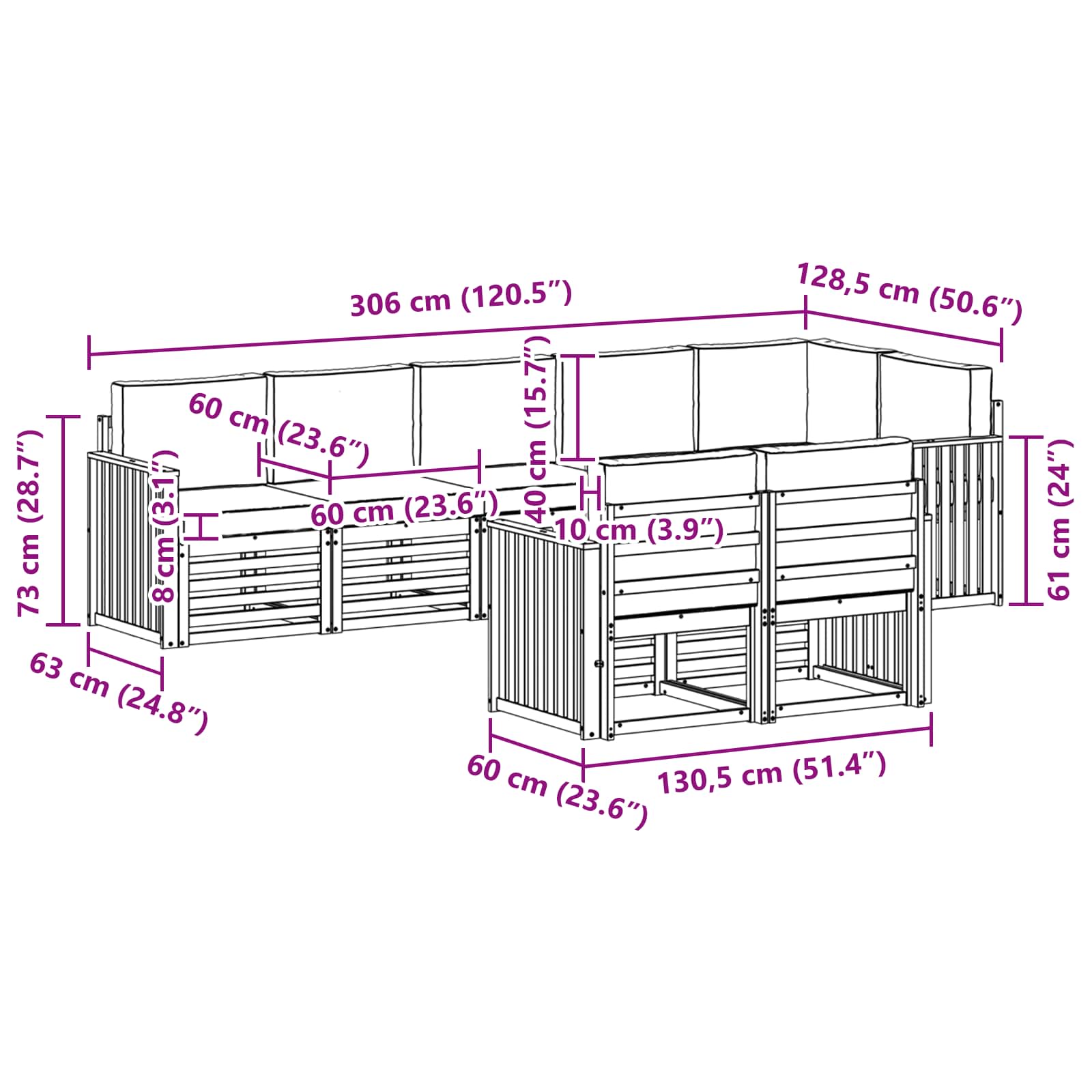 Outdoor-Sofagarnitur 8 stk. Natur und Creme Polyester