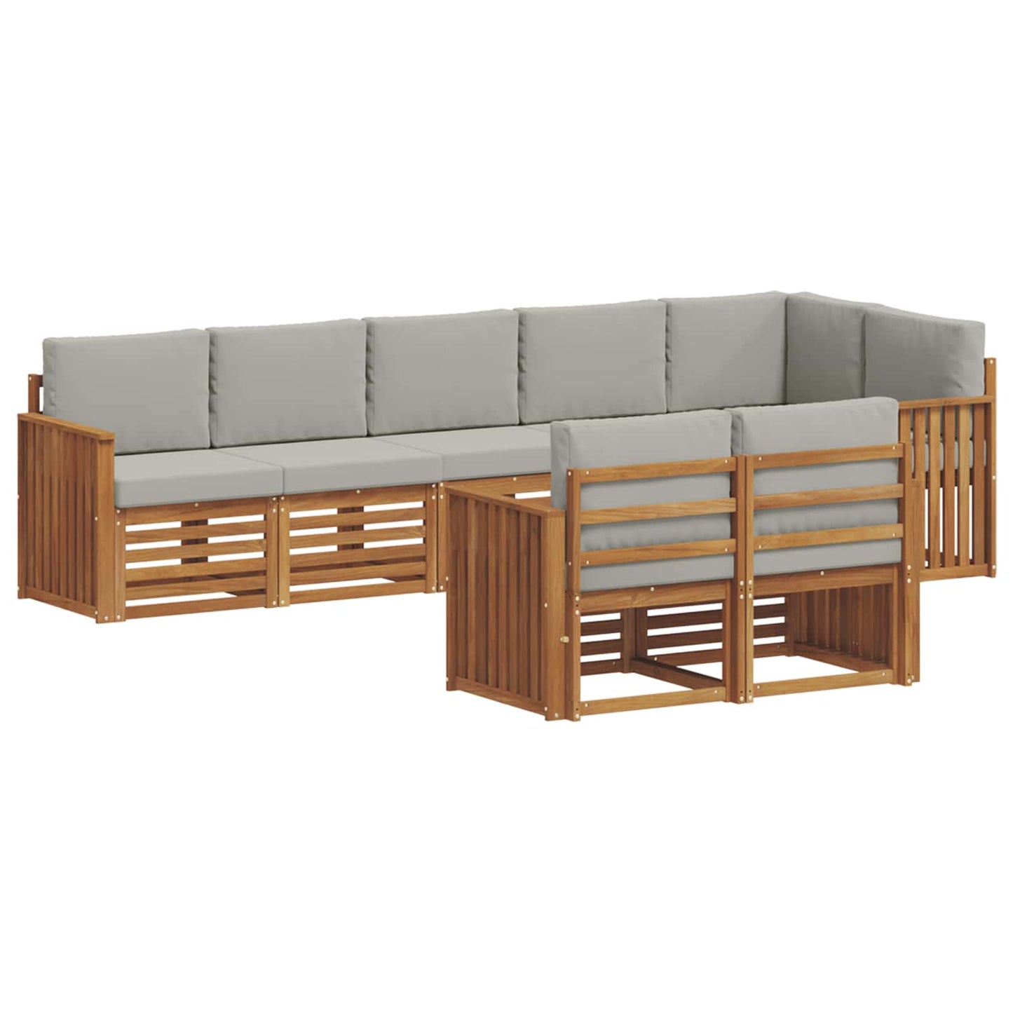 Outdoor-Sofagarnitur 8 stk. Natürlich und Hellgrau Polyester