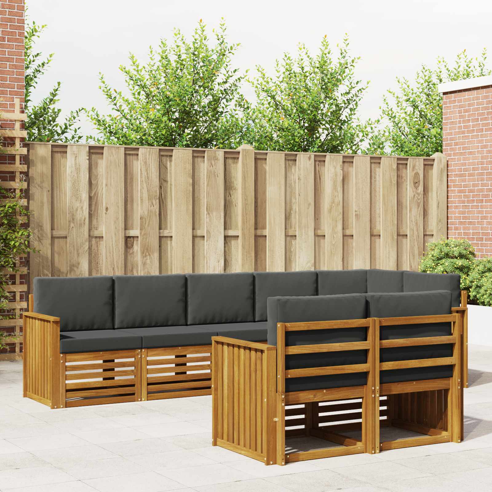 Outdoor-Sofagarnitur 8 stk. Natur und Anthrazit Polyester