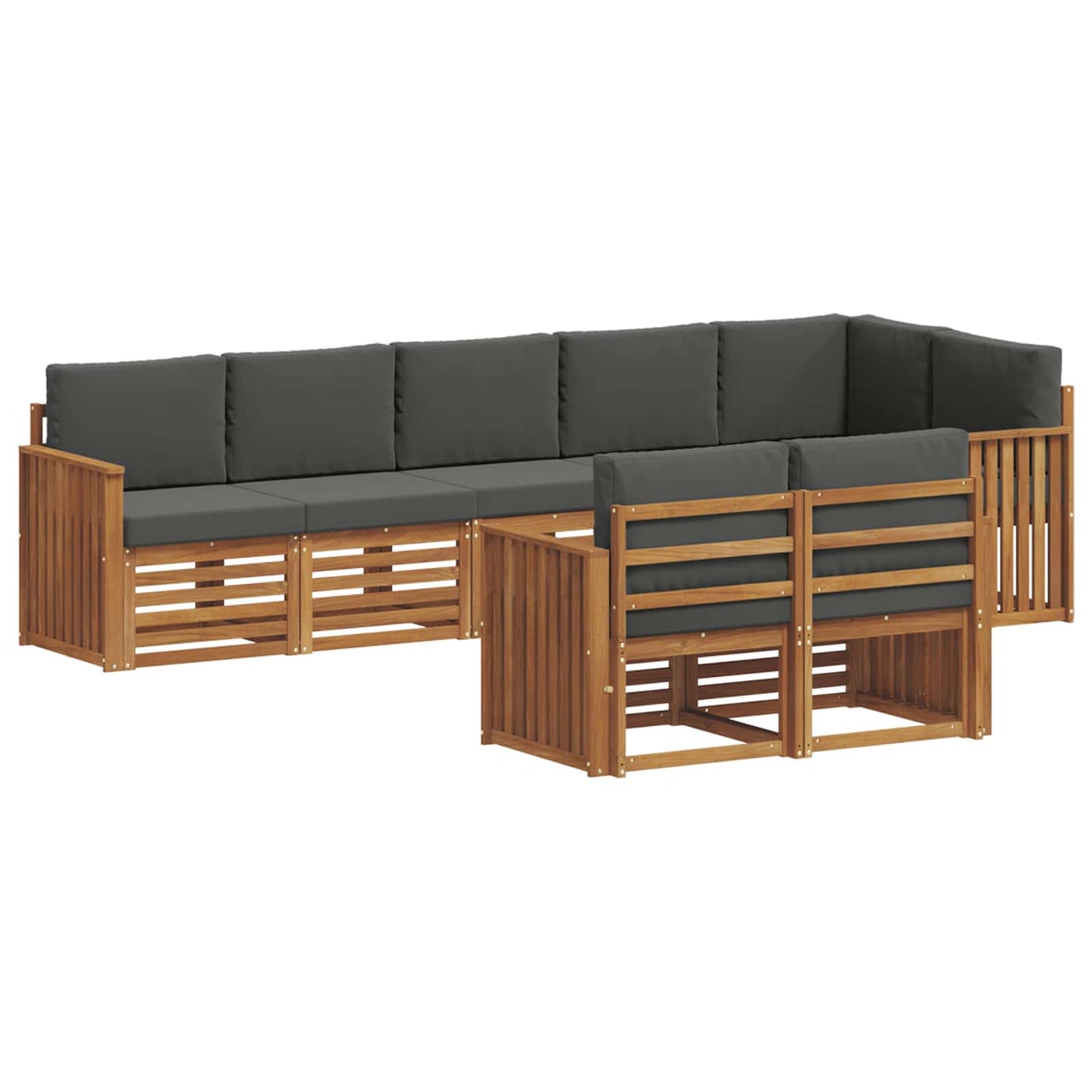 Outdoor-Sofagarnitur 8 stk. Natur und Anthrazit Polyester