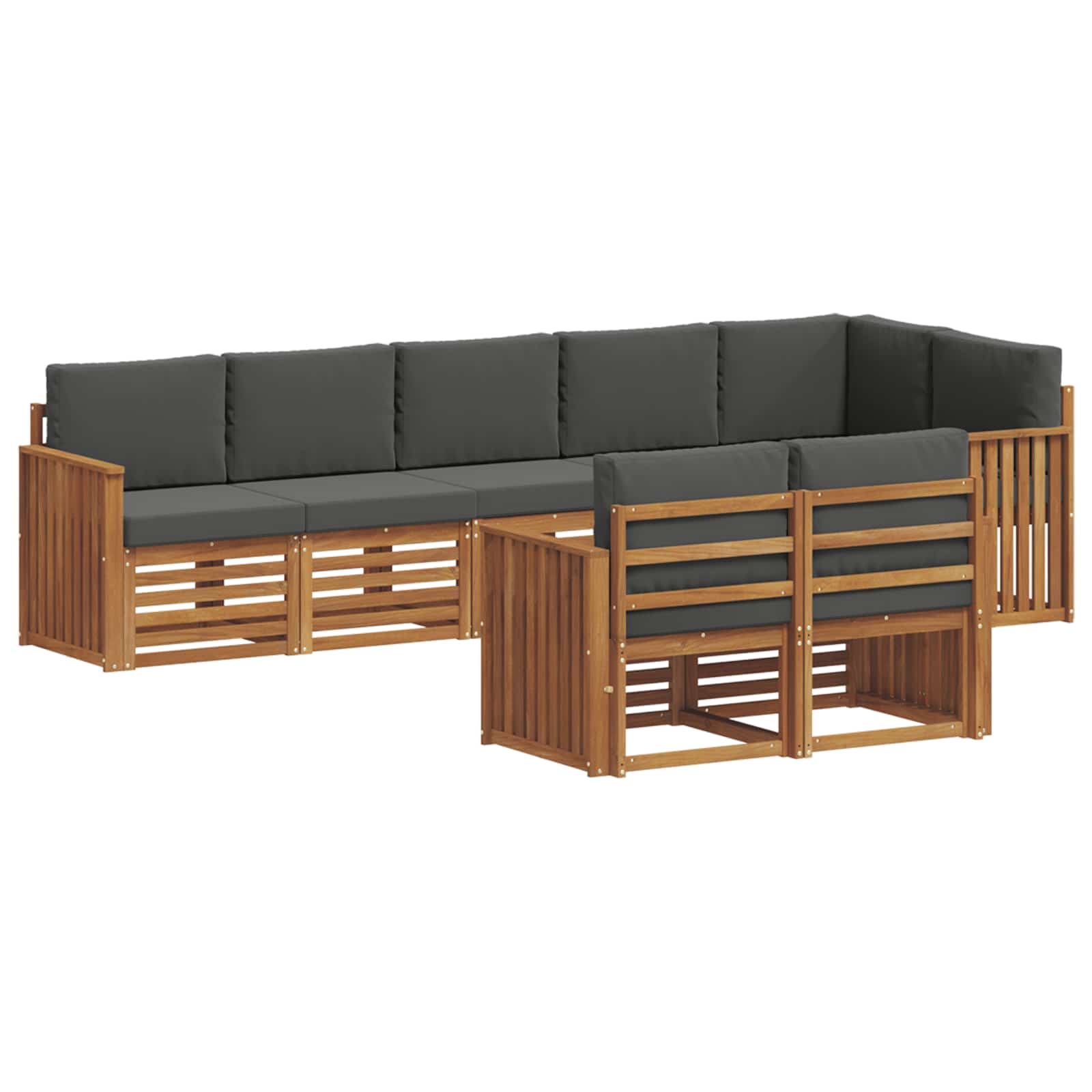 Outdoor-Sofagarnitur 8 stk. Natur und Anthrazit Polyester