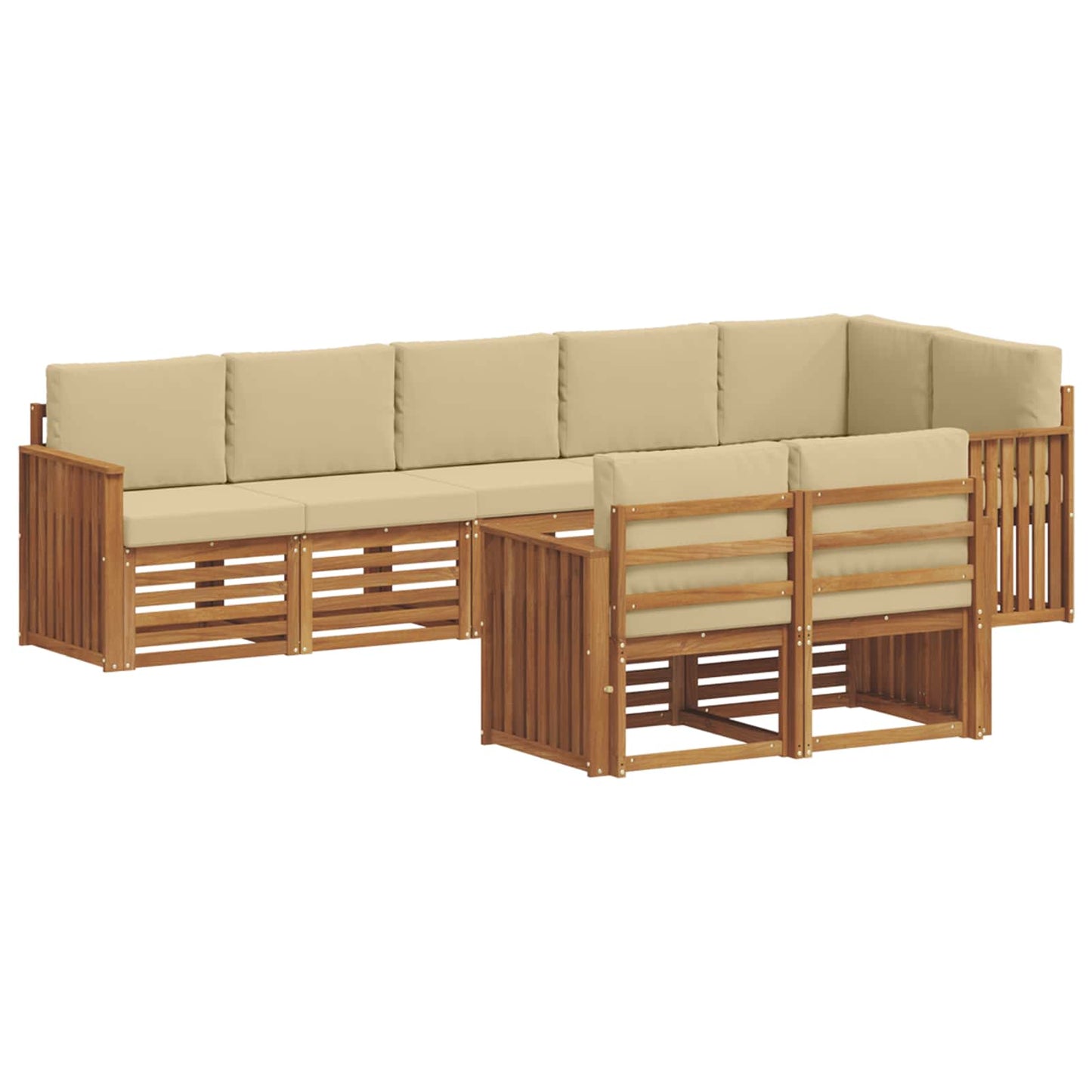 Outdoor-Sofagarnitur 8 stk. Natur und Beige Polyester