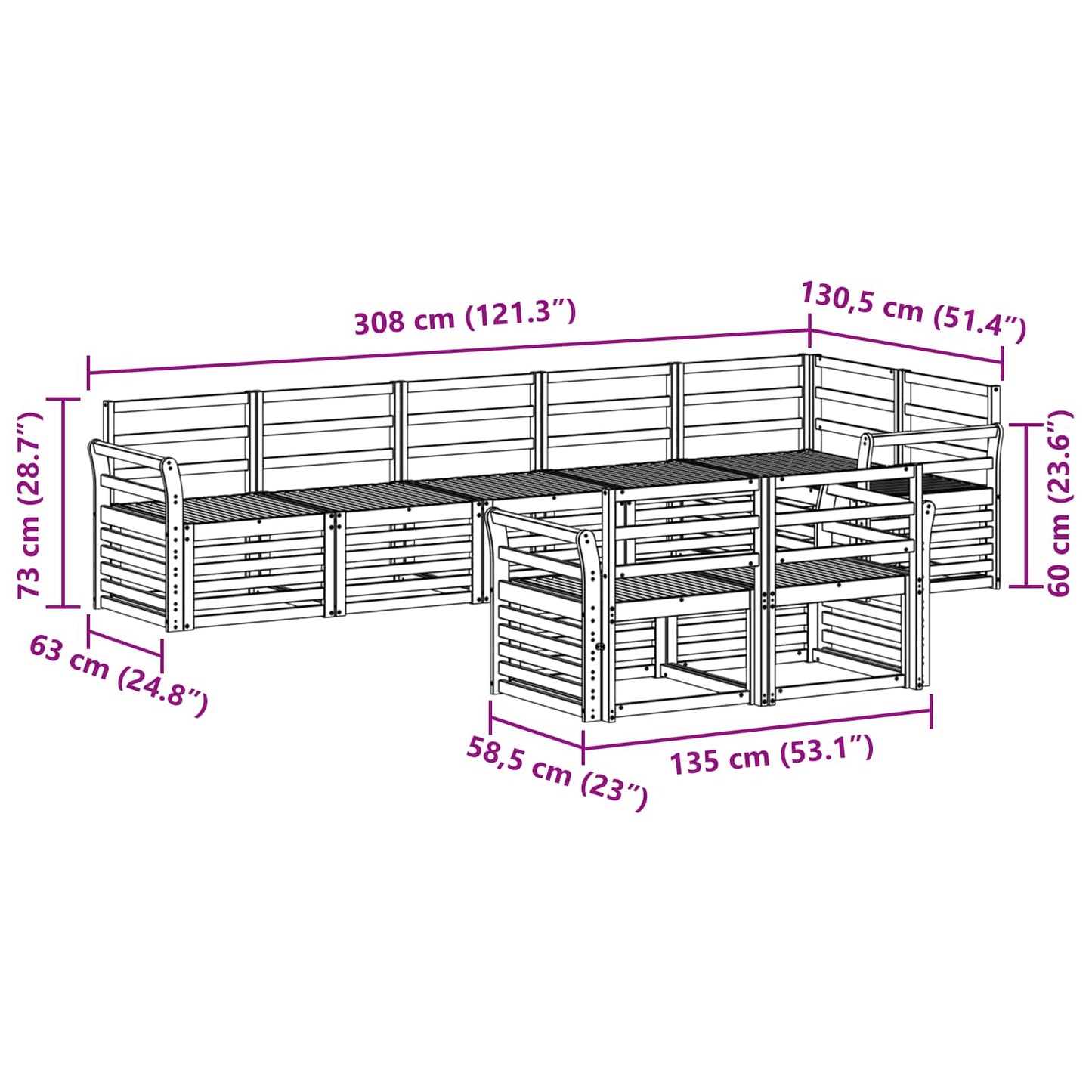 Sofagarnituren 8 pcs Natur Massivholz Akazie