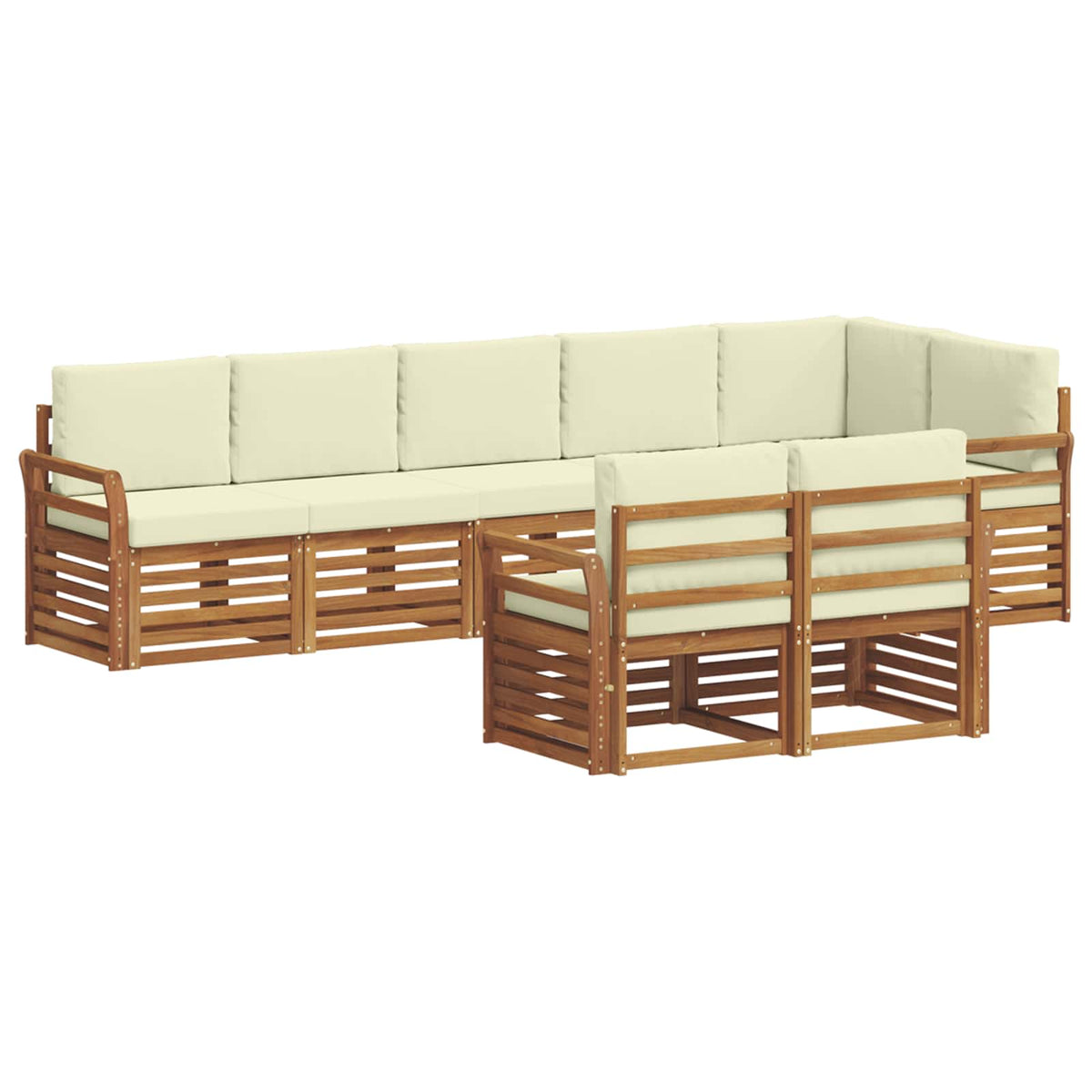 Outdoor-Sofagarnitur 8 stk. Natur und Creme Polyester