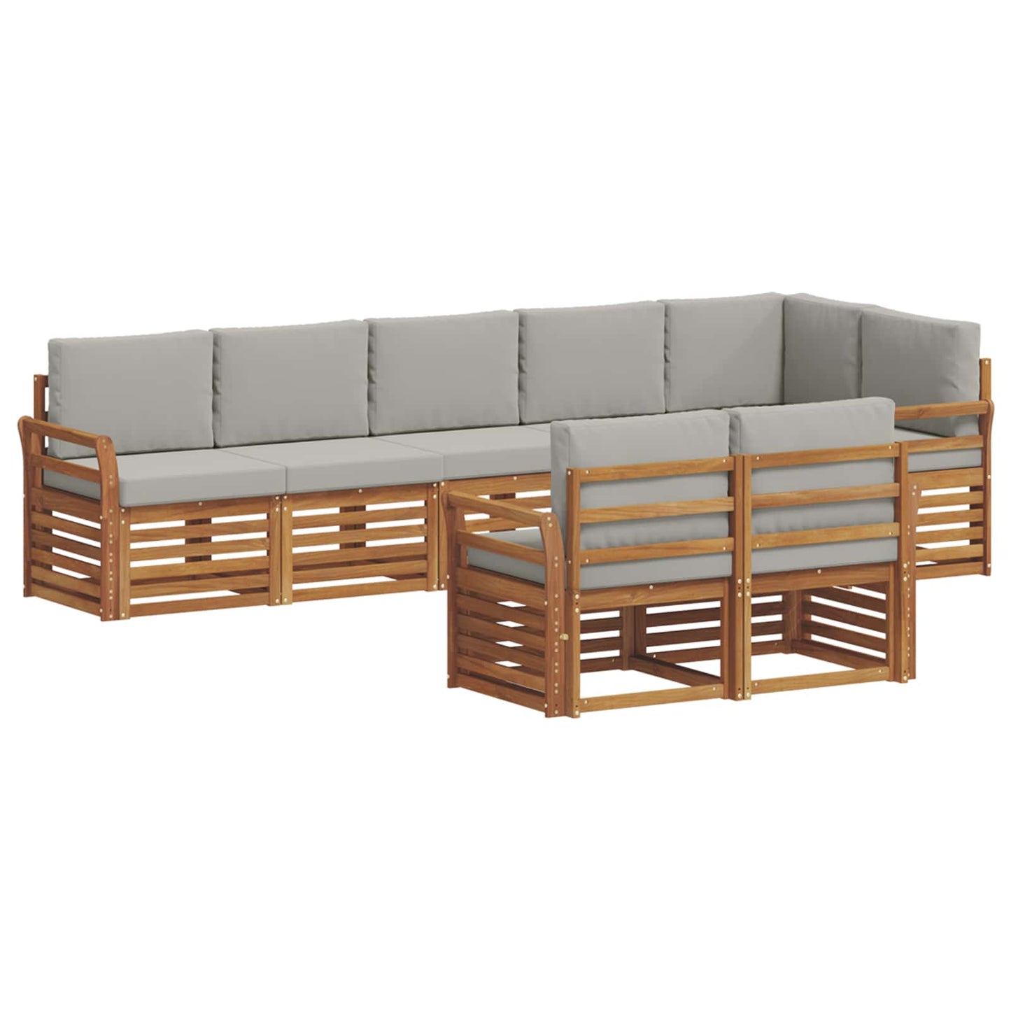 Outdoor-Sofagarnitur 8 stk. Natürlich und Hellgrau Polyester