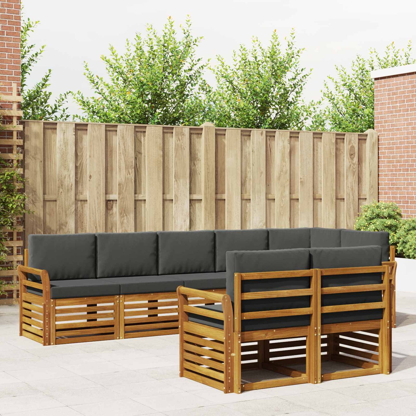 Outdoor-Sofagarnitur 8 stk. Natur und Anthrazit Polyester