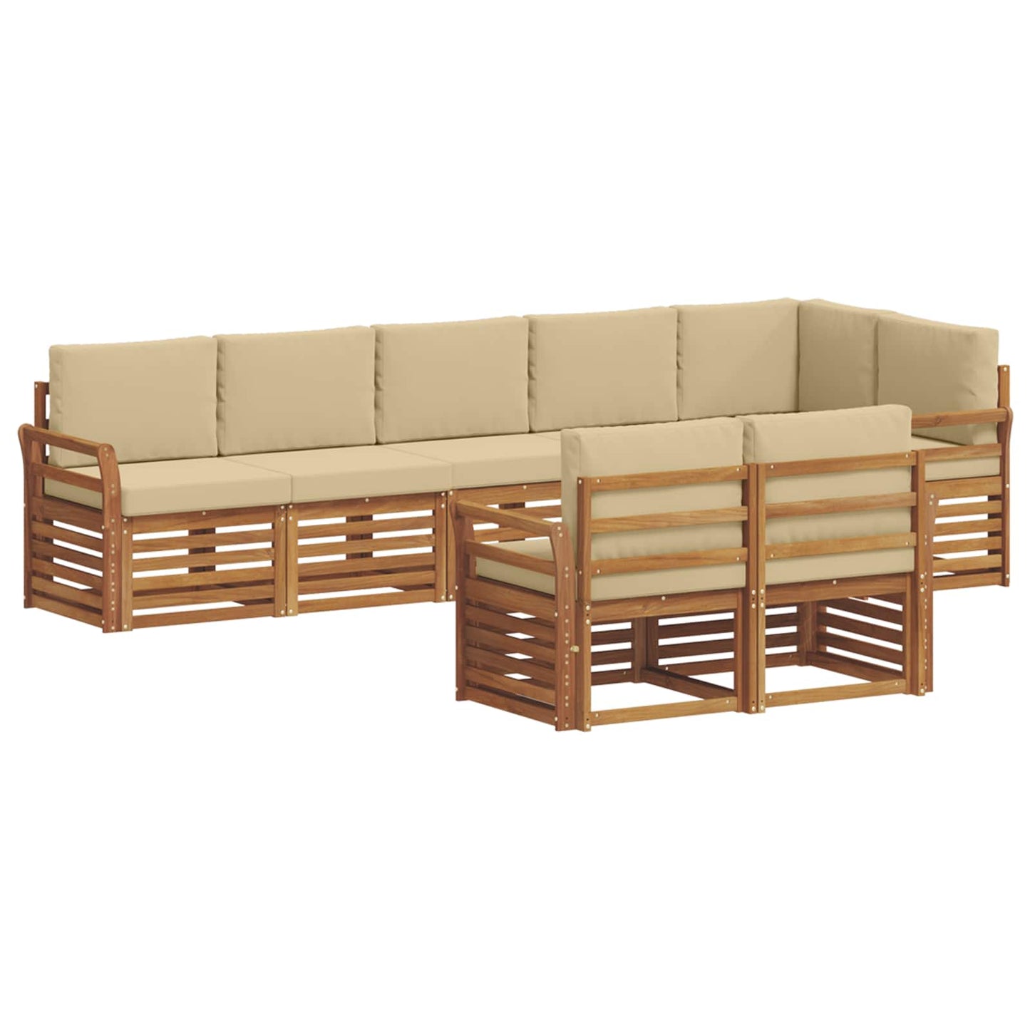 Outdoor-Sofagarnitur 8 stk. Natur und Beige Polyester