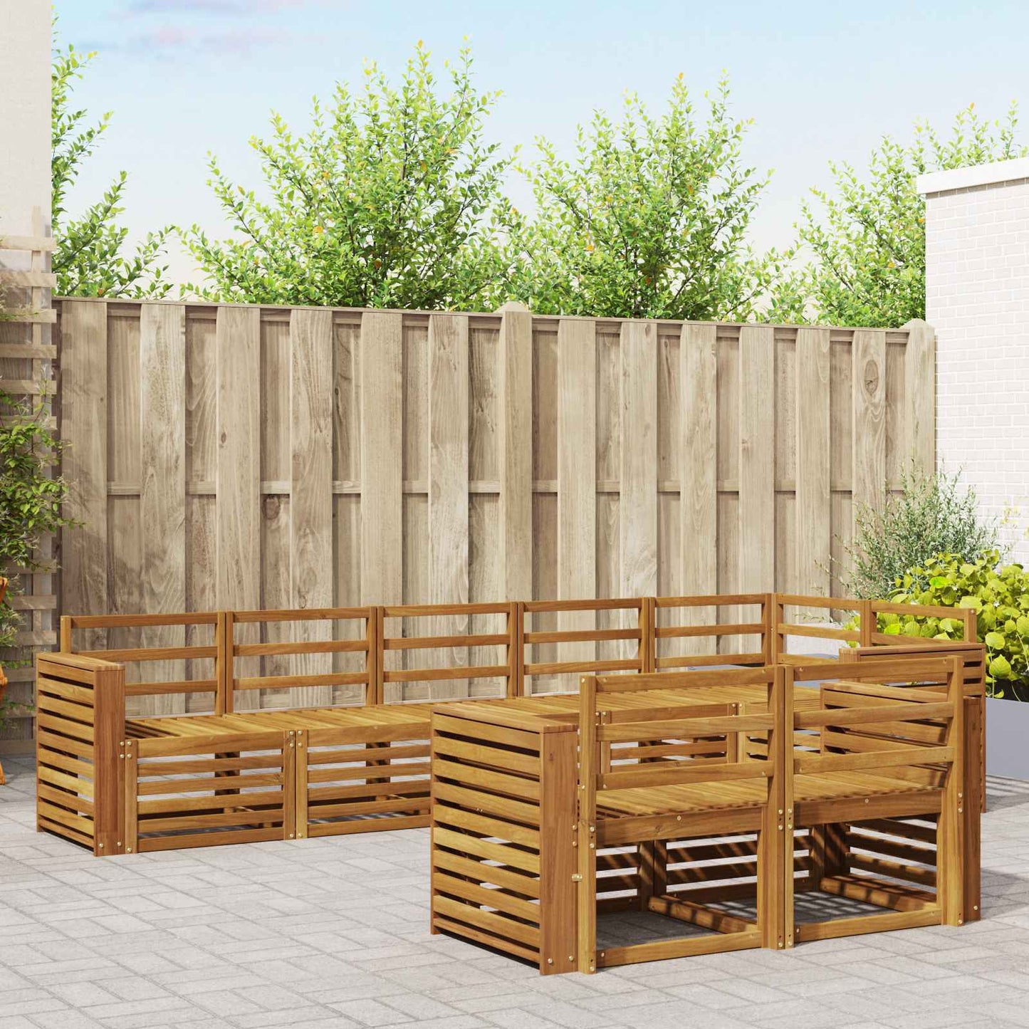 Sofagarnituren 8 pcs Natur Massivholz Akazie