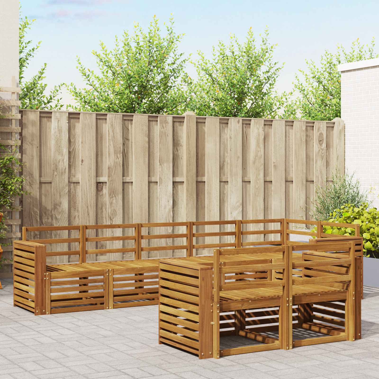 Sofagarnituren 8 pcs Natur Massivholz Akazie