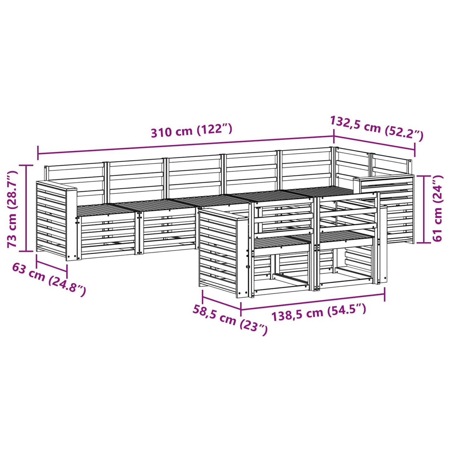 Sofagarnituren 8 pcs Natur Massivholz Akazie