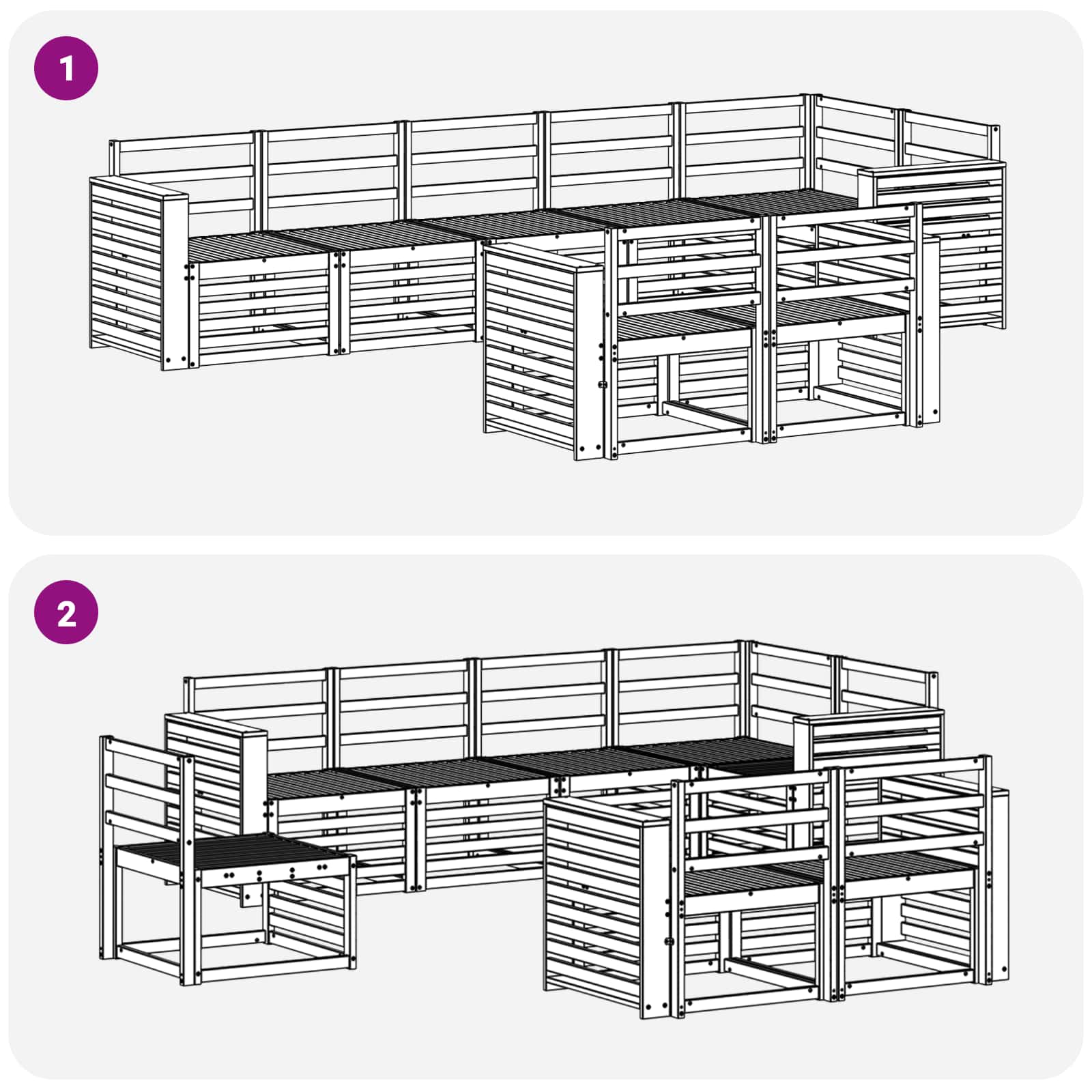 Sofagarnituren 8 pcs Natur Massivholz Akazie