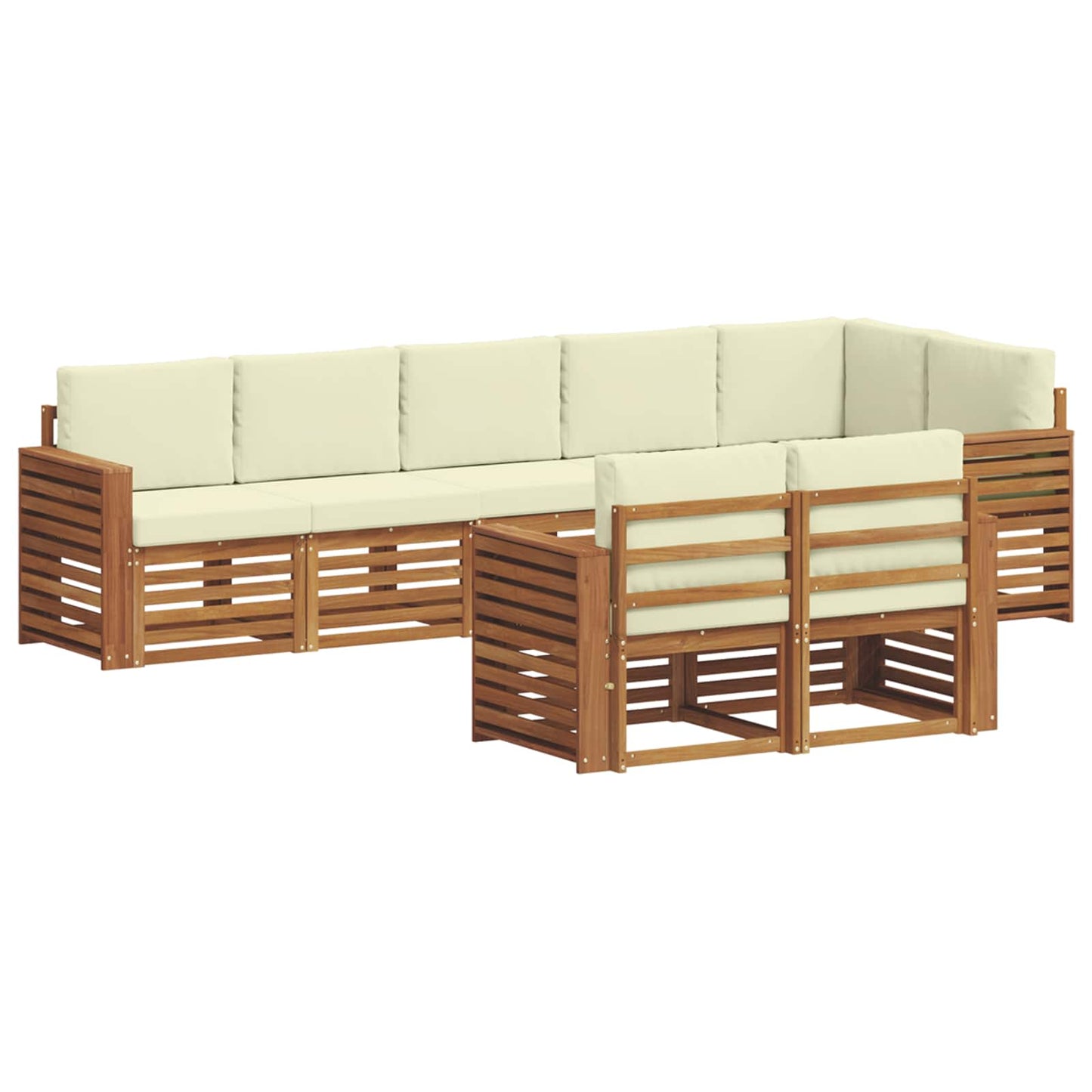 Outdoor-Sofagarnitur 8 stk. Natur und Creme Polyester