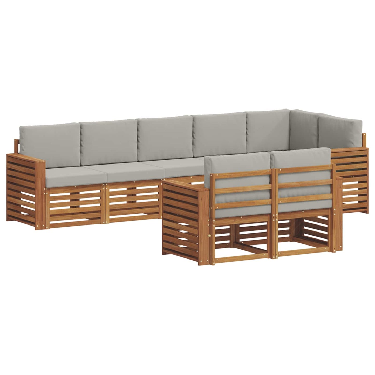 Outdoor-Sofagarnitur 8 stk. Natürlich und Hellgrau Polyester