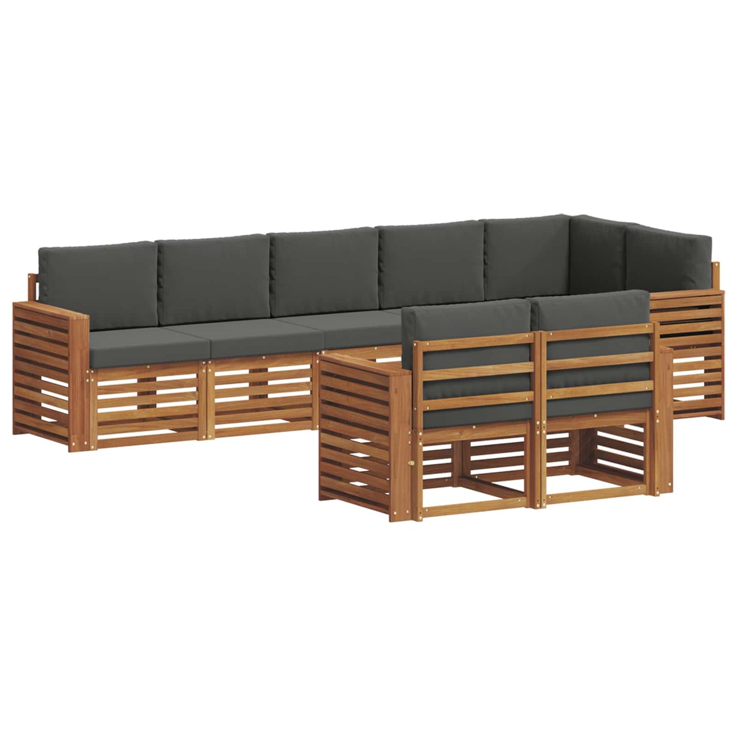 Sofagarnituren 8 pcs Natur und Anthrazit Massivholz Akazie