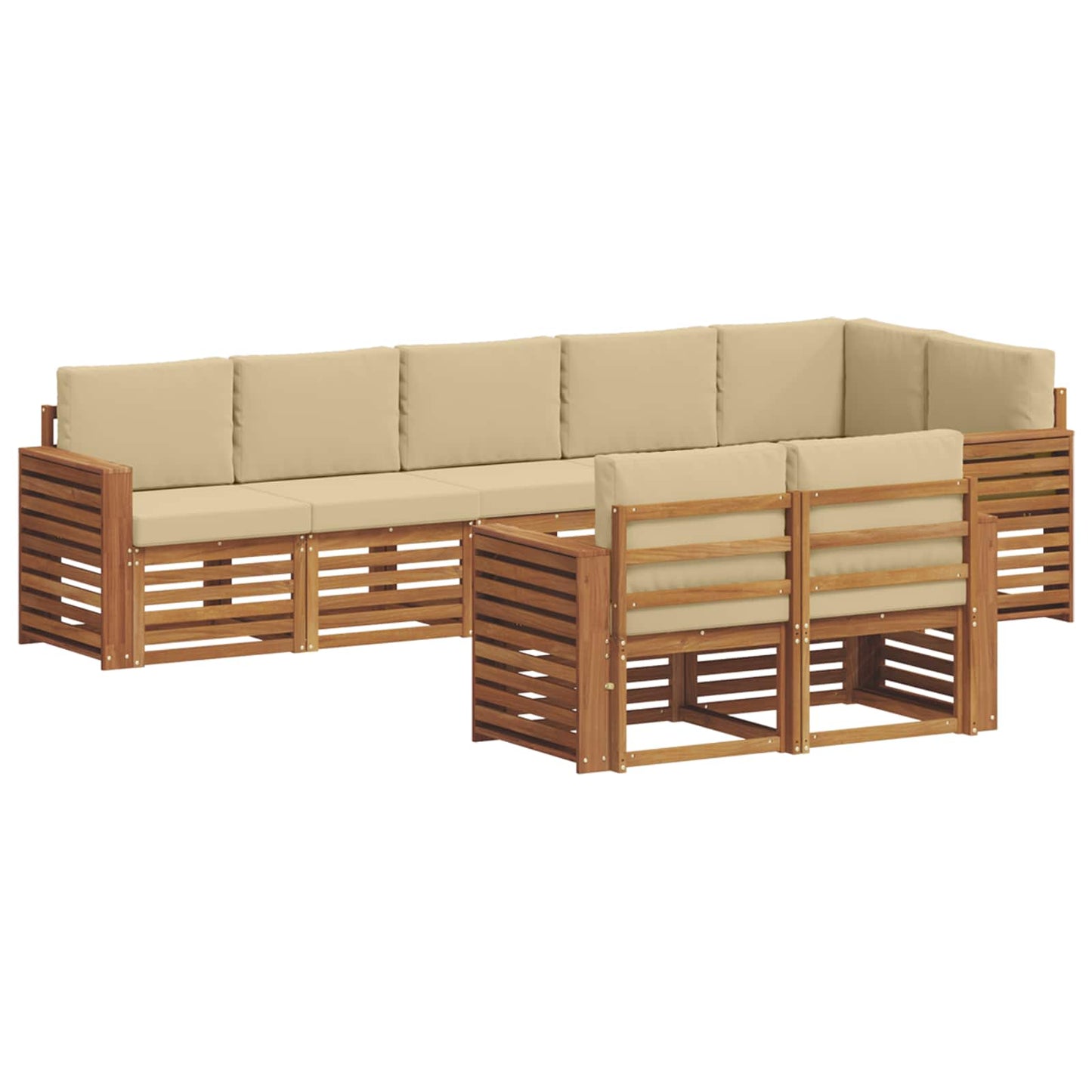 Sofagarnituren 8 pcs Natur und Beige Massivholz Akazie