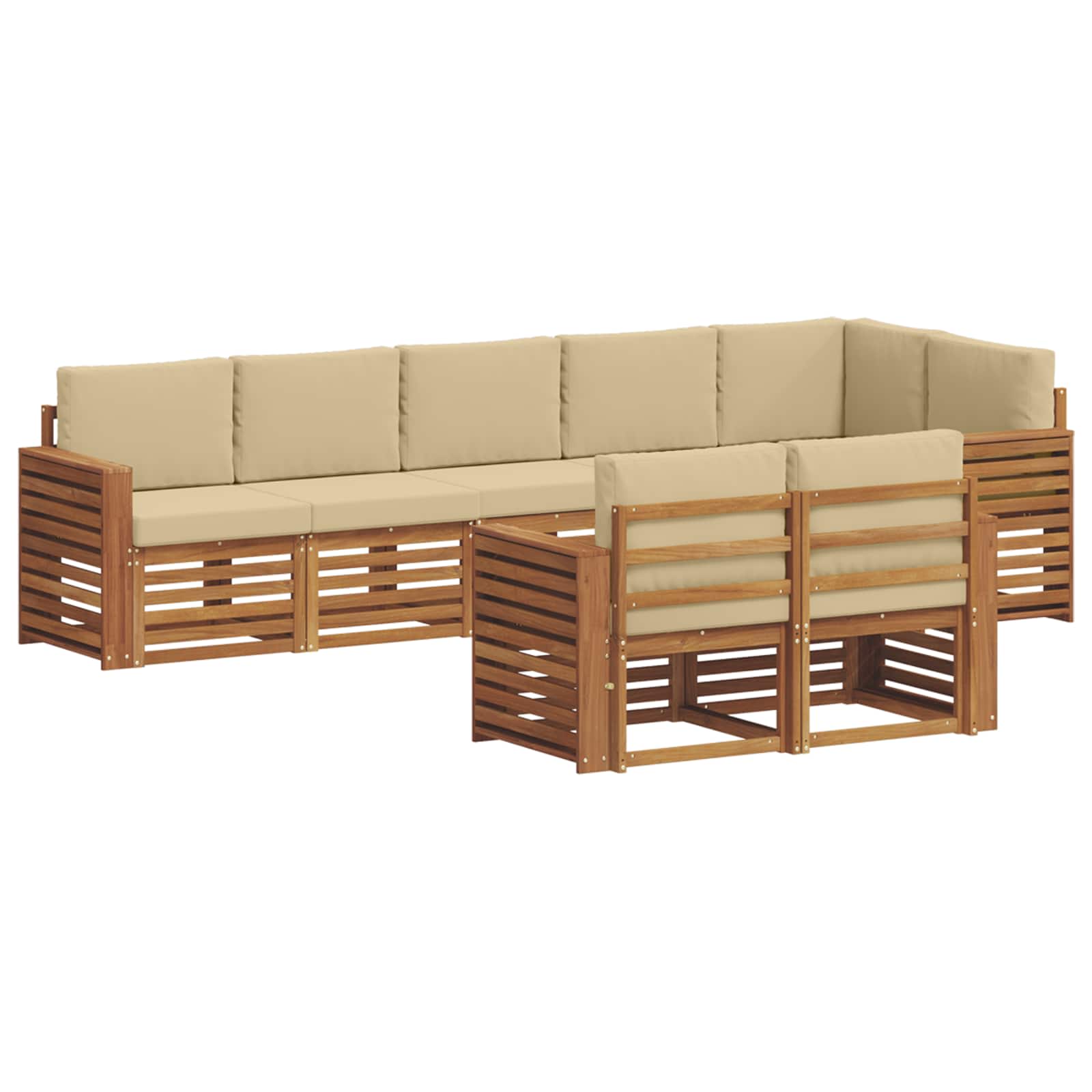 Sofagarnituren 8 pcs Natur und Beige Massivholz Akazie