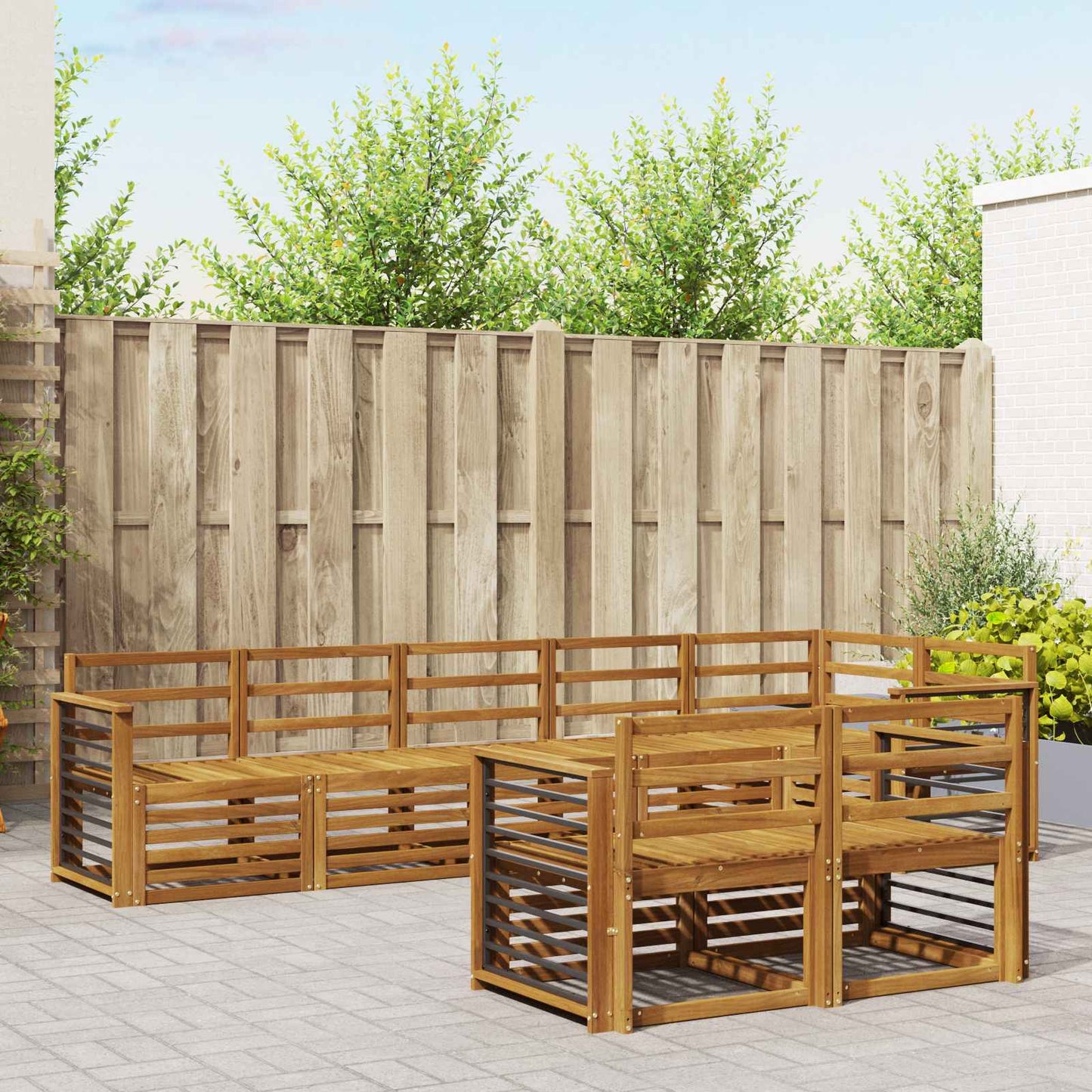 Sofagarnituren 8 pcs Natur Massivholz Akazie