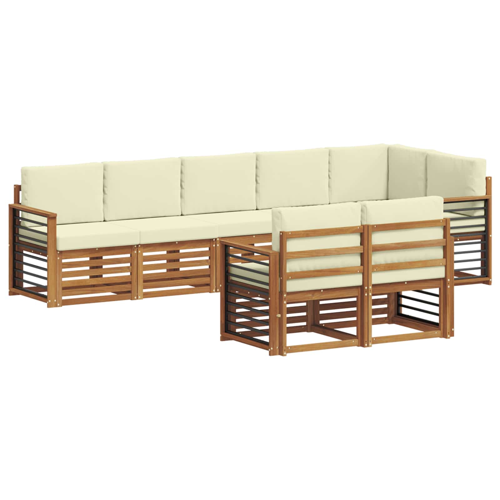 Outdoor-Sofagarnitur 8 stk. Natur und Creme Polyester