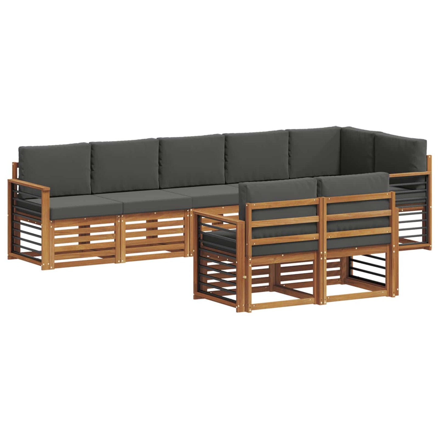 Outdoor-Sofagarnitur 8 stk. Natur und Anthrazit Polyester