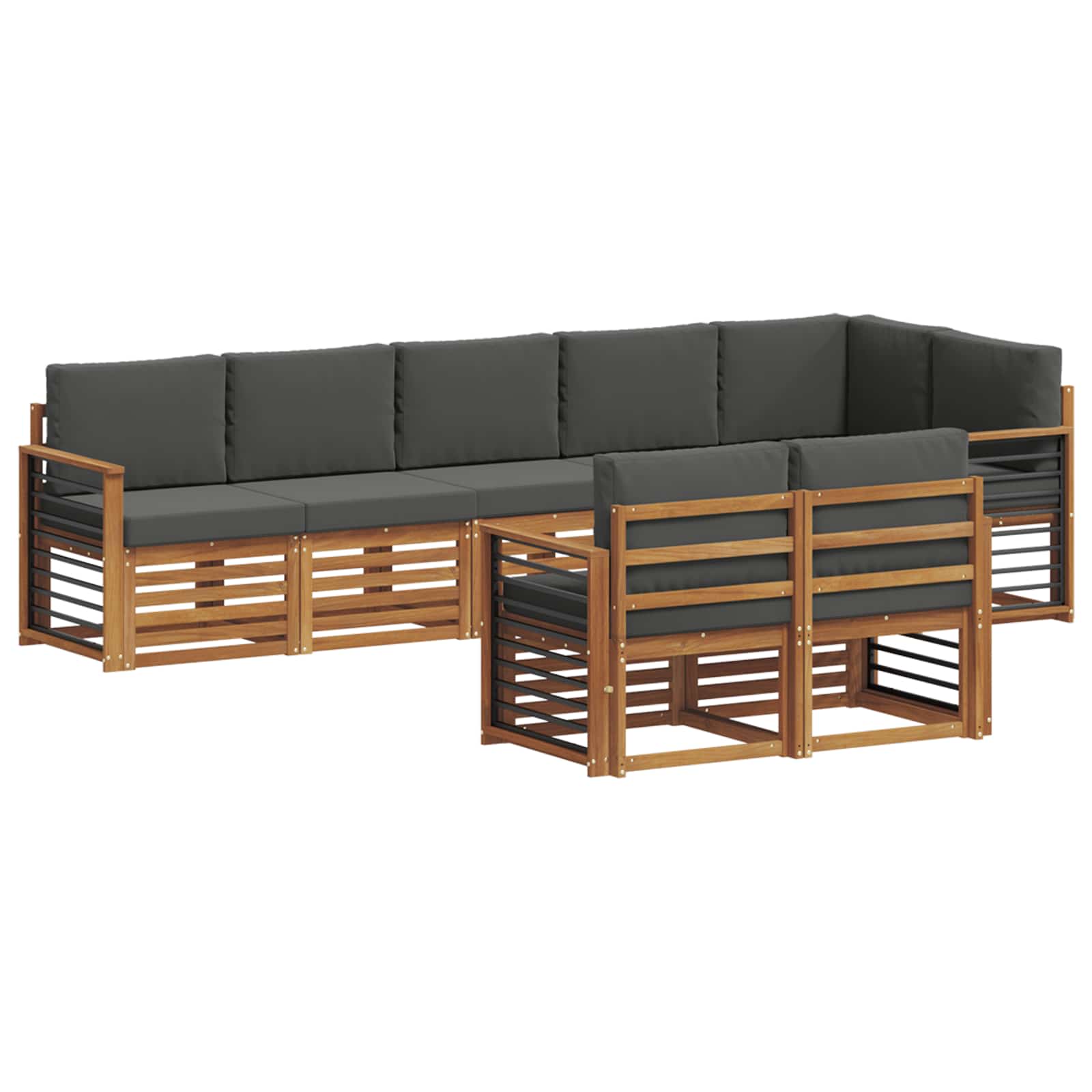 Outdoor-Sofagarnitur 8 stk. Natur und Anthrazit Polyester