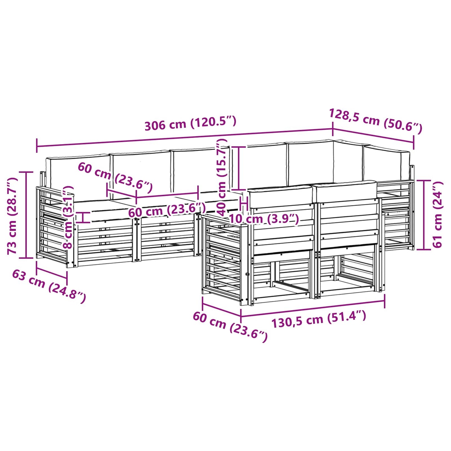 Outdoor-Sofagarnitur 8 stk. Natur und Anthrazit Polyester