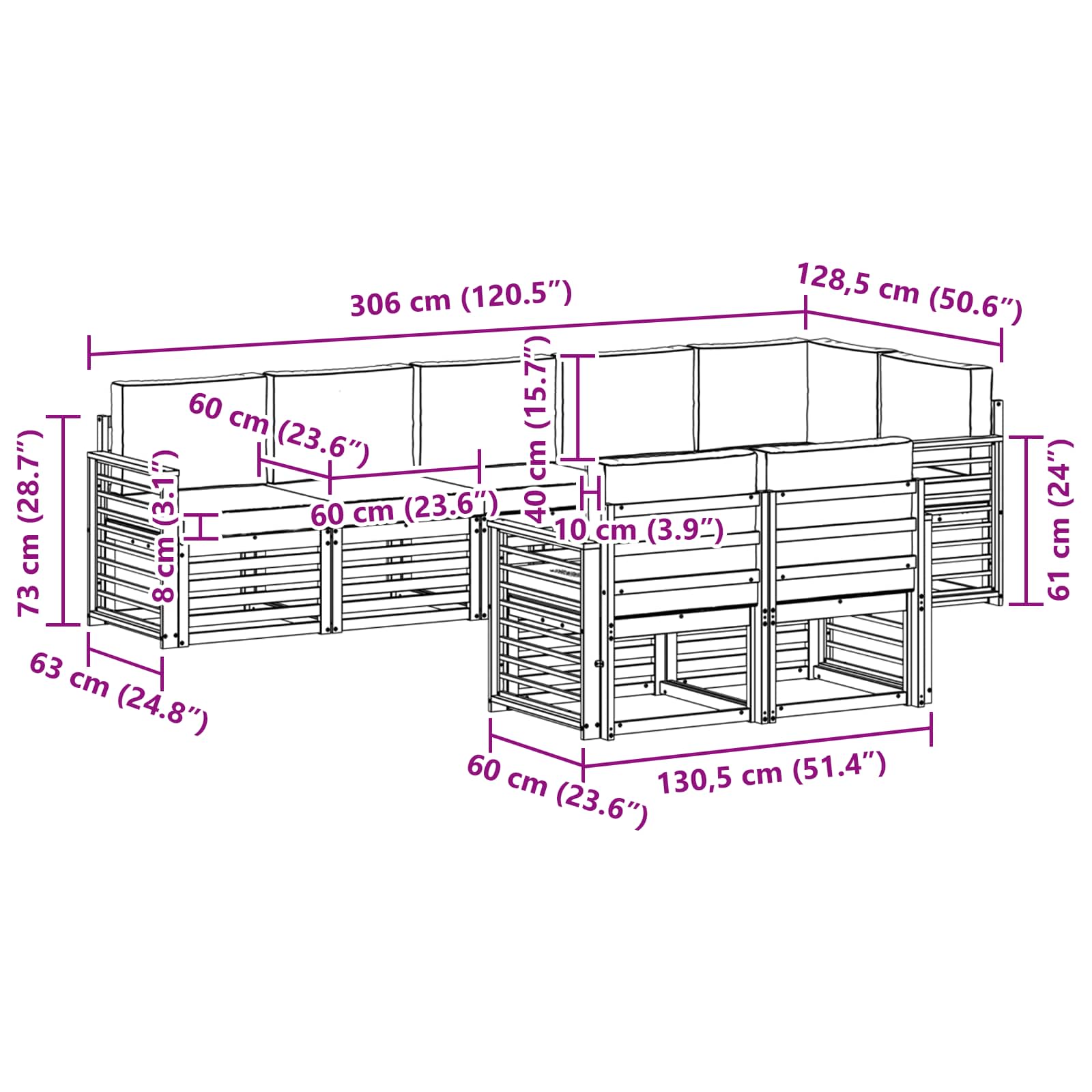 Outdoor-Sofagarnitur 8 stk. Natur und Anthrazit Polyester