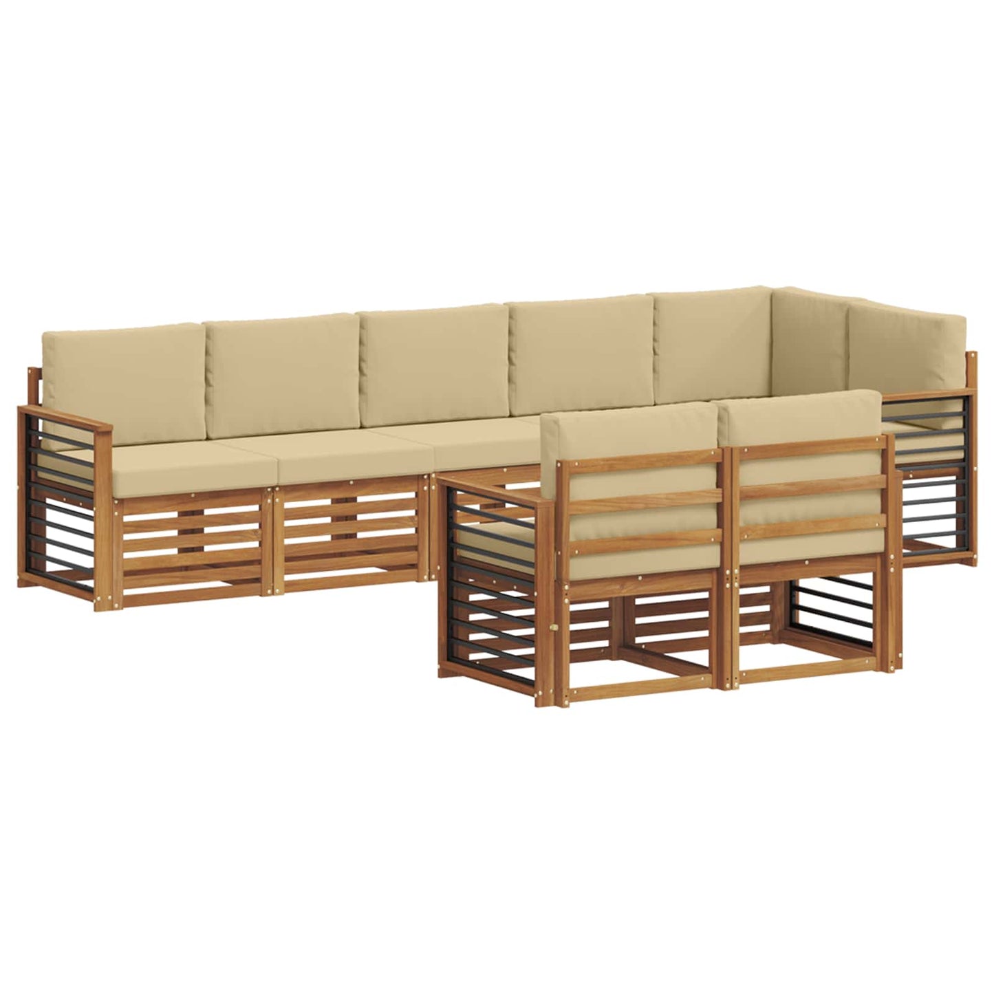 Outdoor-Sofagarnitur 8 stk. Natur und Beige Polyester